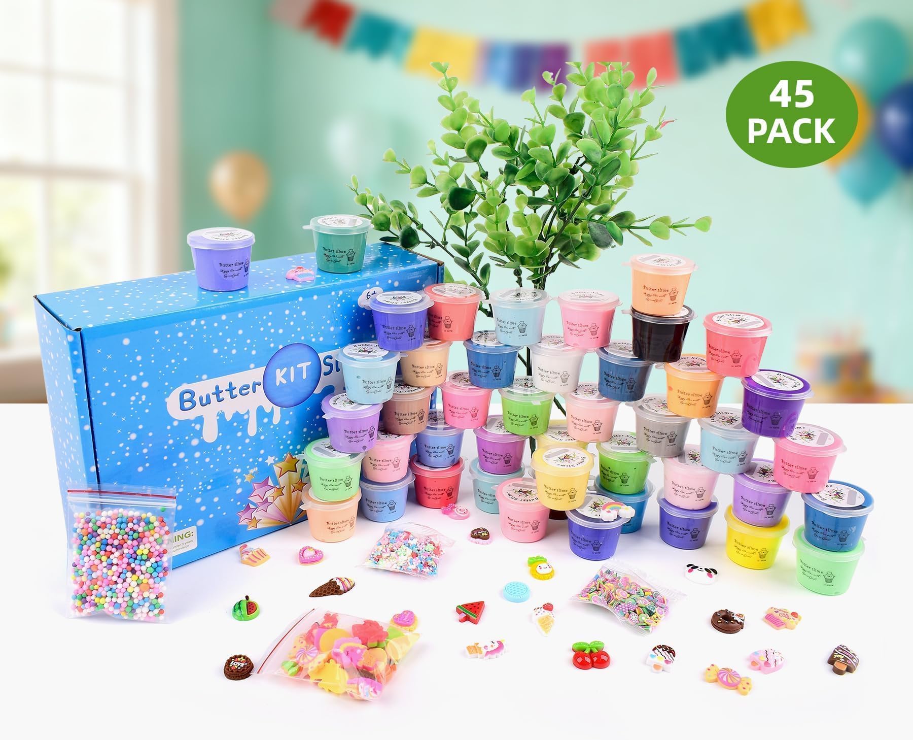 45 Pack Butter Slime Kit for Kids, Holiday Making Bulk Scented Halloween Slime Charms Party Favor, DIY Putty, Soft & Non-Sticky, Stress Relief Toy for Girls and Boys Age 4-12, Birthday Advent Calendar — Amazon image 2