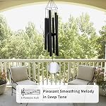 ASTARIN Chimes du vent en plein air Grandes tonalités profondes,36Inch Grandes Chimes de vent Tuned Relaxing Bass apaisant,Mémorial Chimes du vent Sympathie pour maman papa,Noir(une carte gratuite)