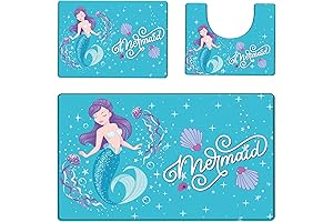 Mermaid Kids Bathroom Mats Set 3 Piece - Your Girls' Magical Bathroom Oasis
