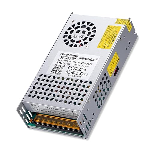 MEISHILE Adaptador de fuente de alimentación conmutada de 48 V 12.5 A 600 W, convertidor de transformador de CA a CC para lámpara de tira de luz de