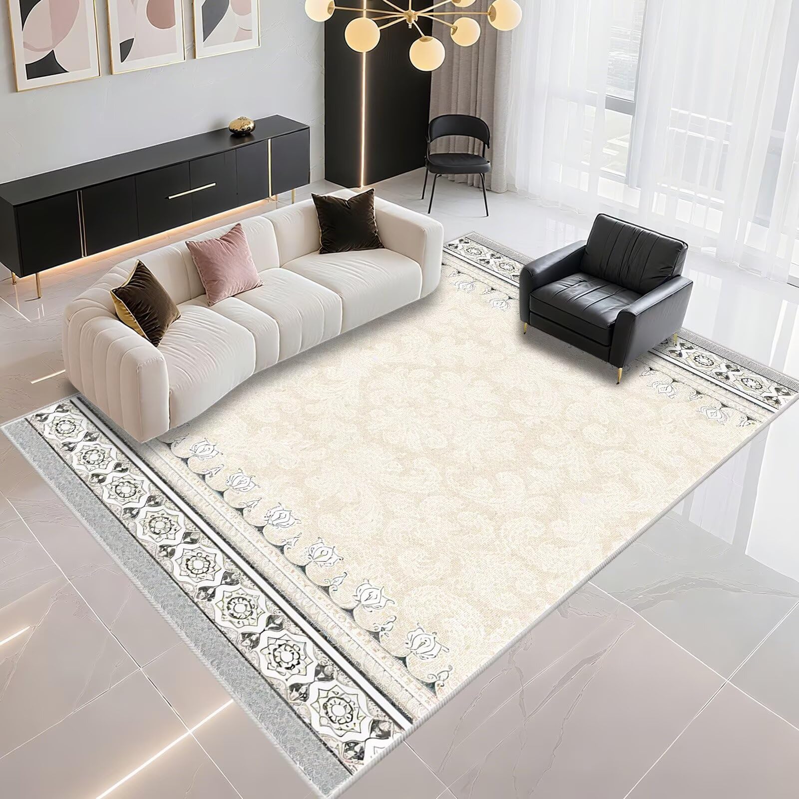 Moquette salon beige-gris 70x100cm tapis entrée chambre moderne
