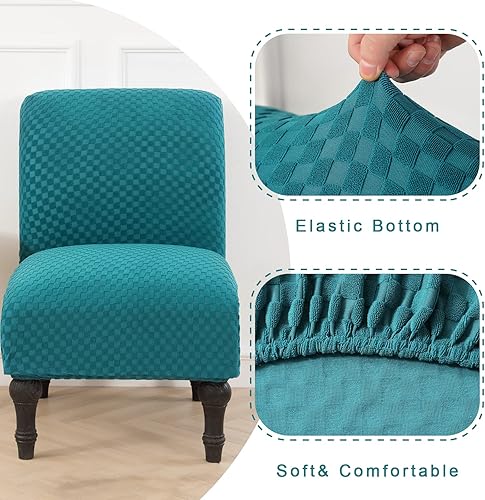 Miniatura 2 de Armless Chair Slipcover, Stretch Velvet Accent Chair Cover for Dining Chair, Removable Wingback Chair Slipcover and Washable Furniture Protector