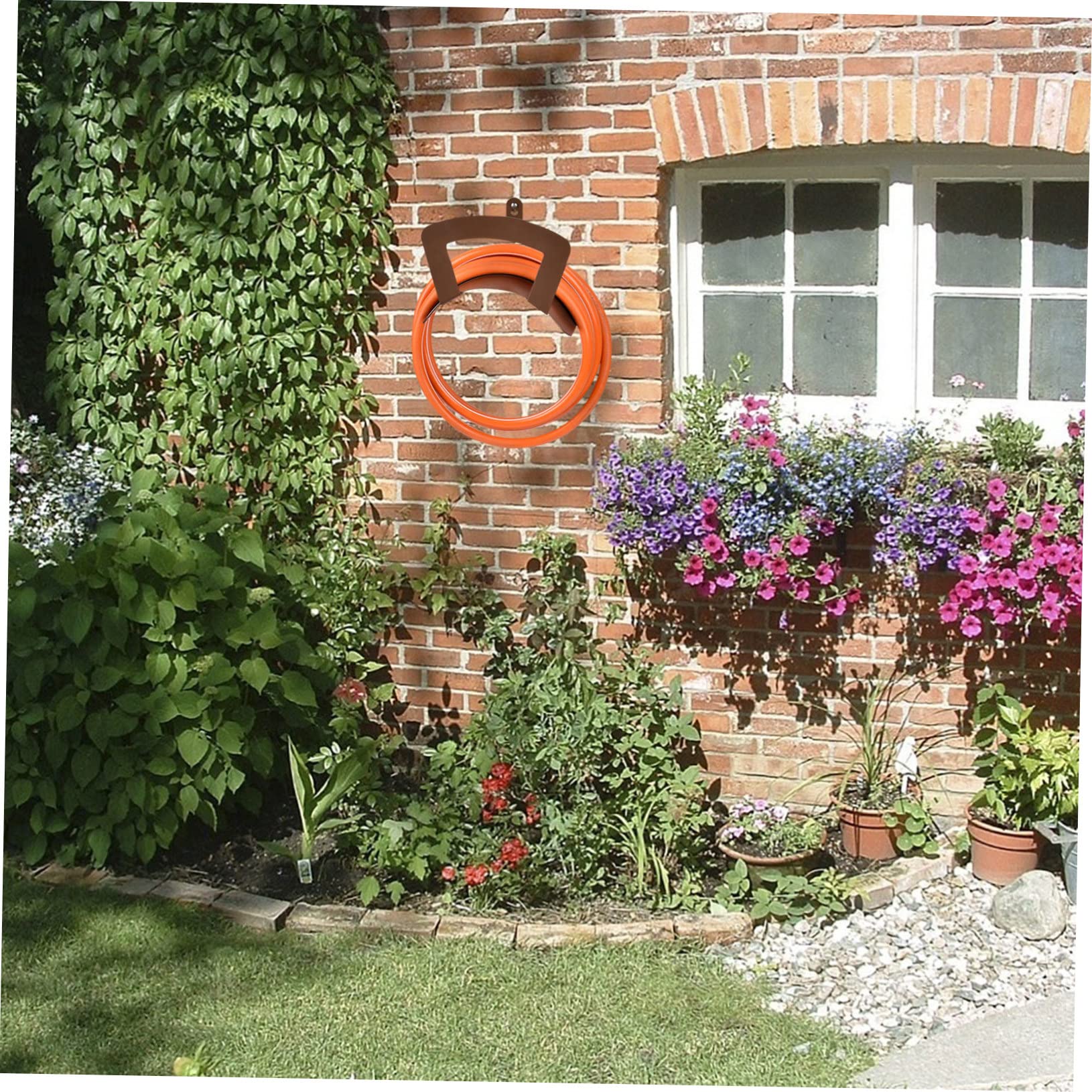 Hemobllo 2 Pièces Support Mural pour Tuyau de Jardin Organisateur de Rangement Décoratif pour Tuyau Arrosage pour Extérieur