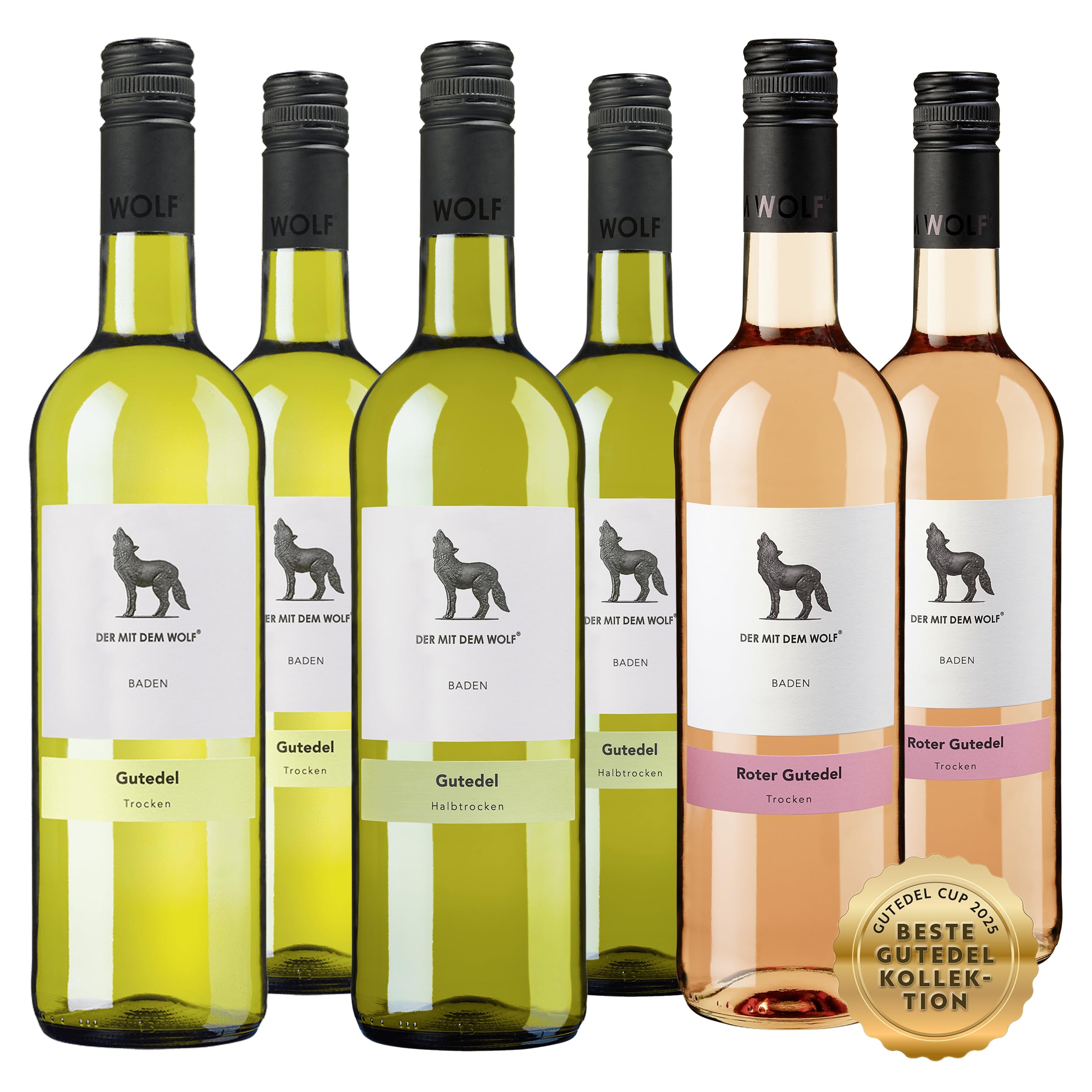Wolfenweiler Gutedel-Weinpaket - 6er Probierpaket mit Weißwein & Rosé trocken & halbtrocken - Gutedel vom Batzenberg, Baden (6 x 0,75l)
