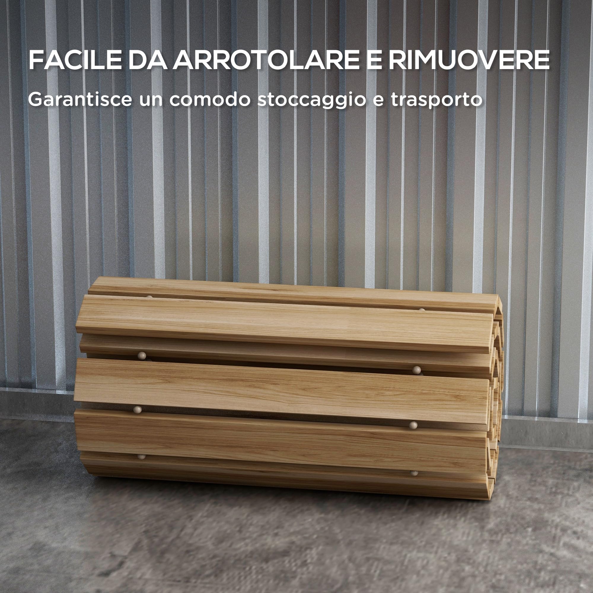 Outsunny Passerella per Giardino a Doghe Arrotolabili, Vialetto Giardino in Legno di Abete, Sentiero da Esterno di Legno, 120x38 cm, Color Legno