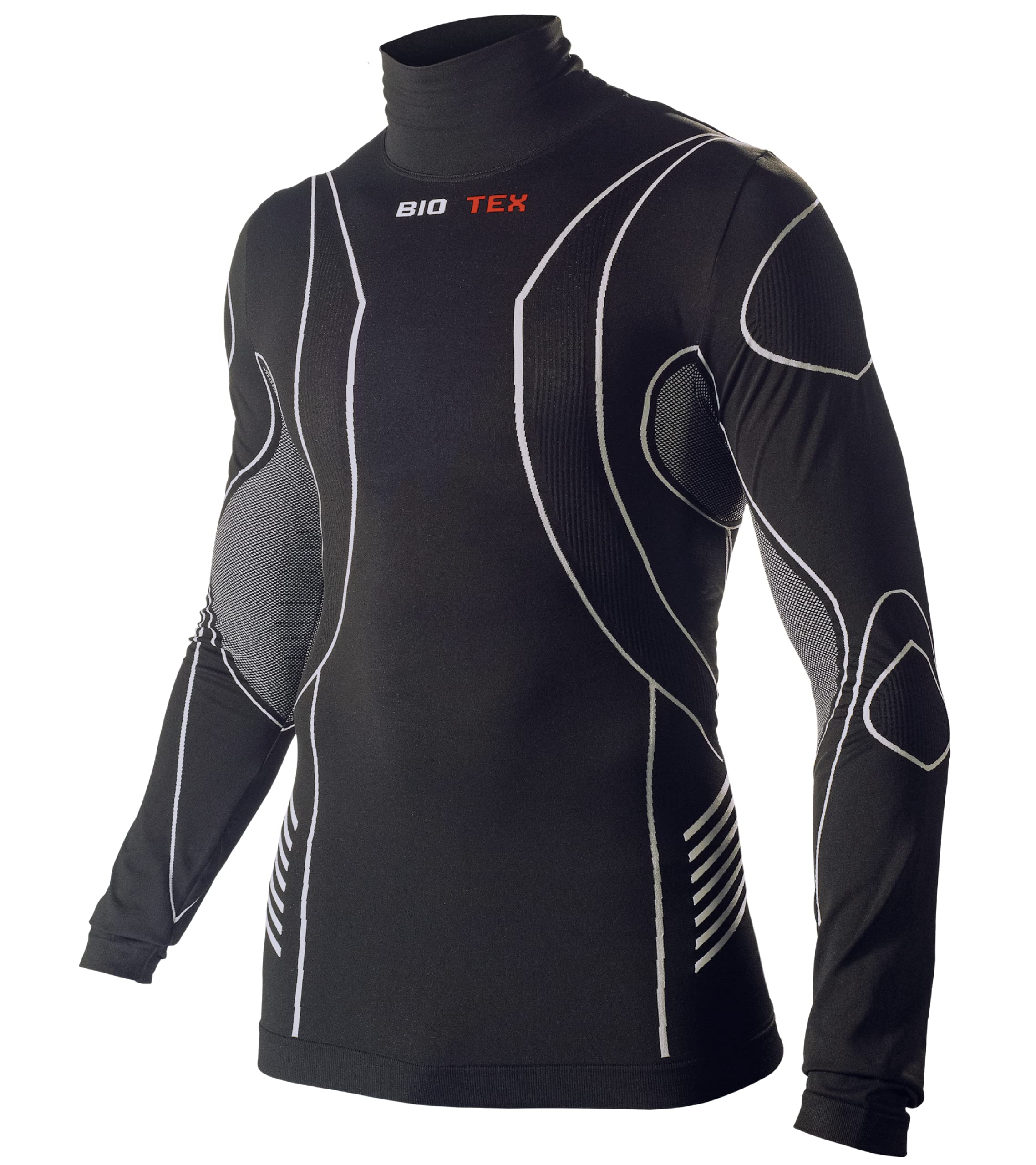 BiotexHightech Cycling and Running, Technical Sports Underwear, Thermal Jersey with 4 Compression Zones, Black, Size III (XL/2XL)