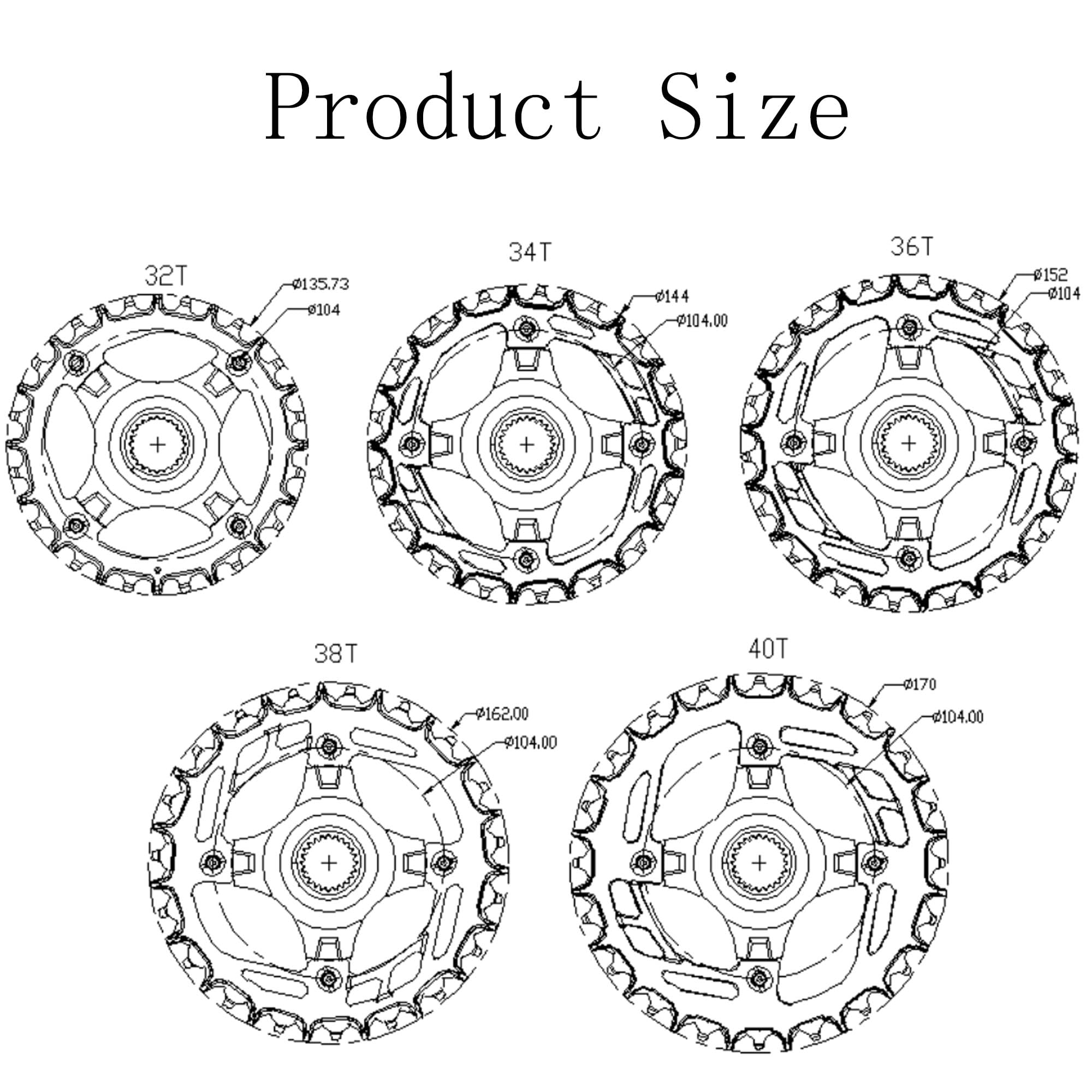 Amazon | Prowheel Ebike 104 BCD 34T/36/38T ナローワイド歯