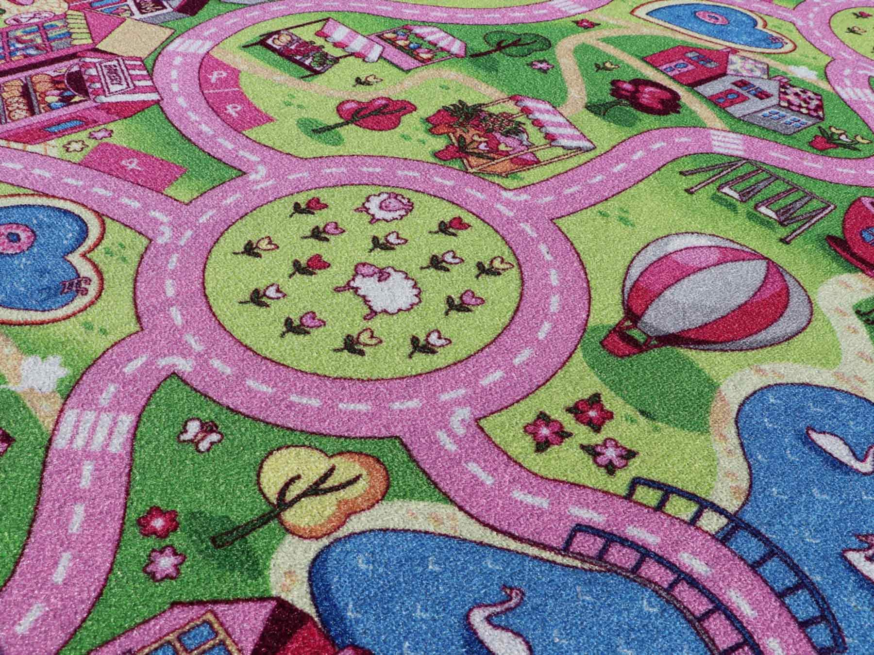 Primaflor Interaktiver Kinderteppich - 160 x 200 cm, Sweet City, Made in Europe mit Straßenmotiv, Hochwertiger Straßen-Teppich für Kinderzimmer, für Jungen & Mädchen