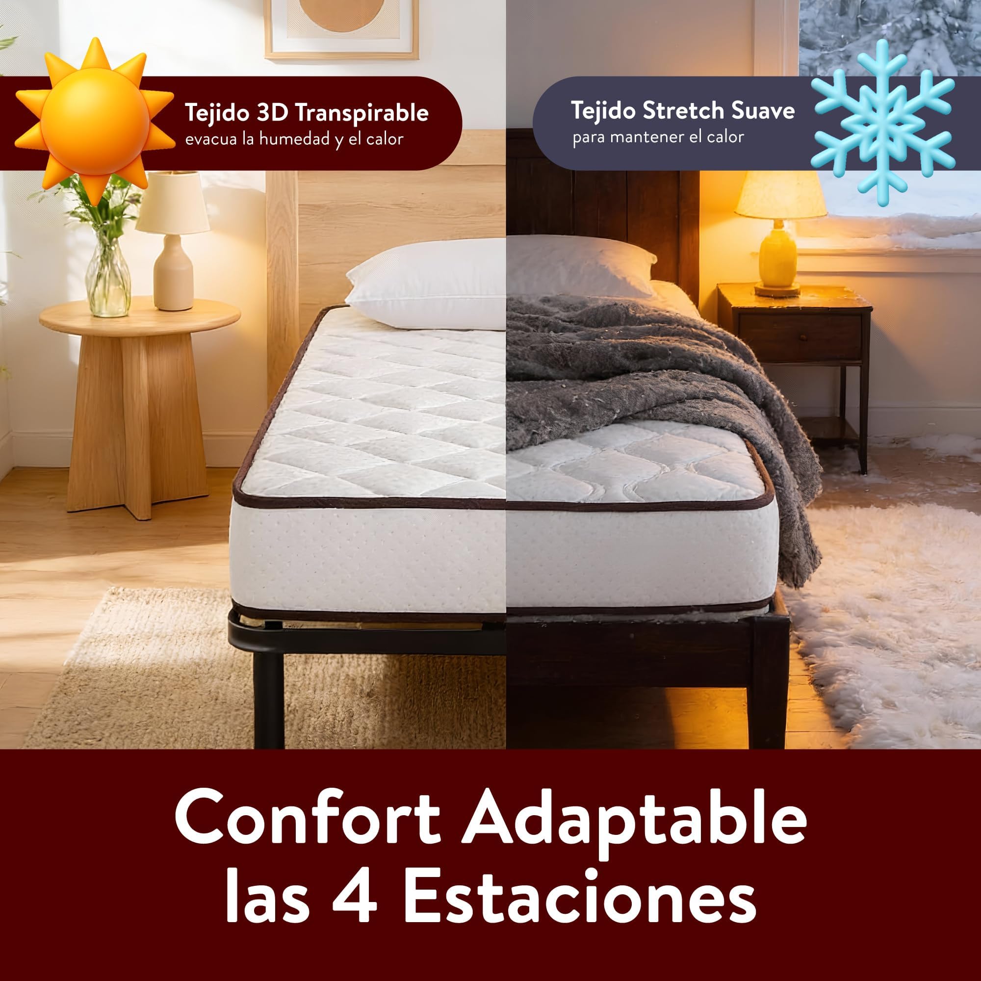 Aznar Colchón Viscoelástico Anatómico Firmeza Media Altura 18 Cm Transpirable Tecnología SPA Tejido Stretch Acolchado Doble Cara Núcleo Alta Densidad Sensación Neutra Incluye Almohada 90x190cm