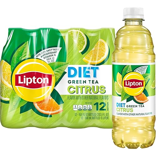 Lipton Diet Green Tea Citrus, 16.9 Fl Oz Bottles (Pack of 12) - Diet Green Tea Citrus - 16.9 Fl Oz (Pack of 12)