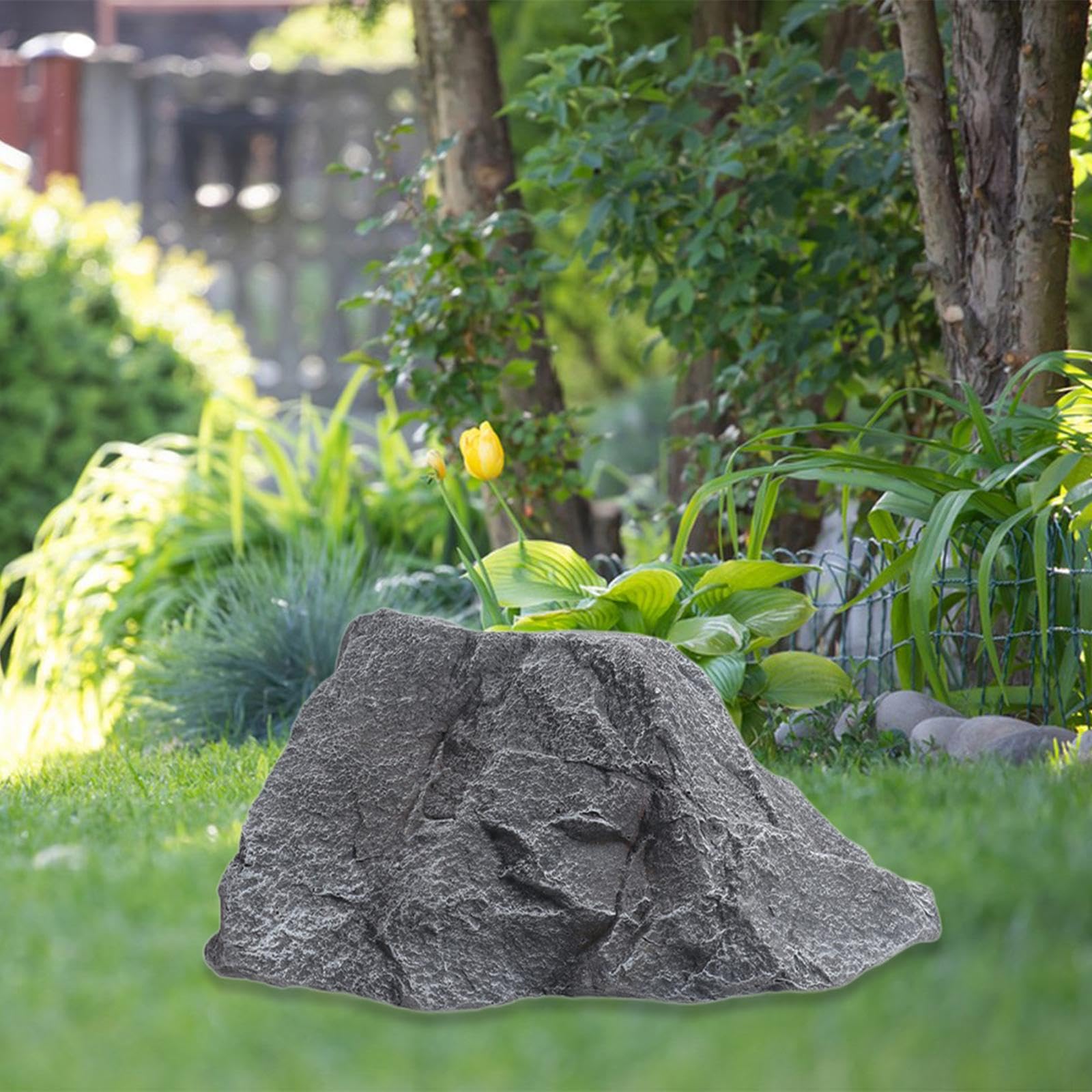Rocce Artificiali per Paesaggio, Ornamento da Giardino, Accessorio Leggero per Oggetti di Scena Fotografici, Ornamento Grigio Irregolare, Decorazione, 34x25x21cm