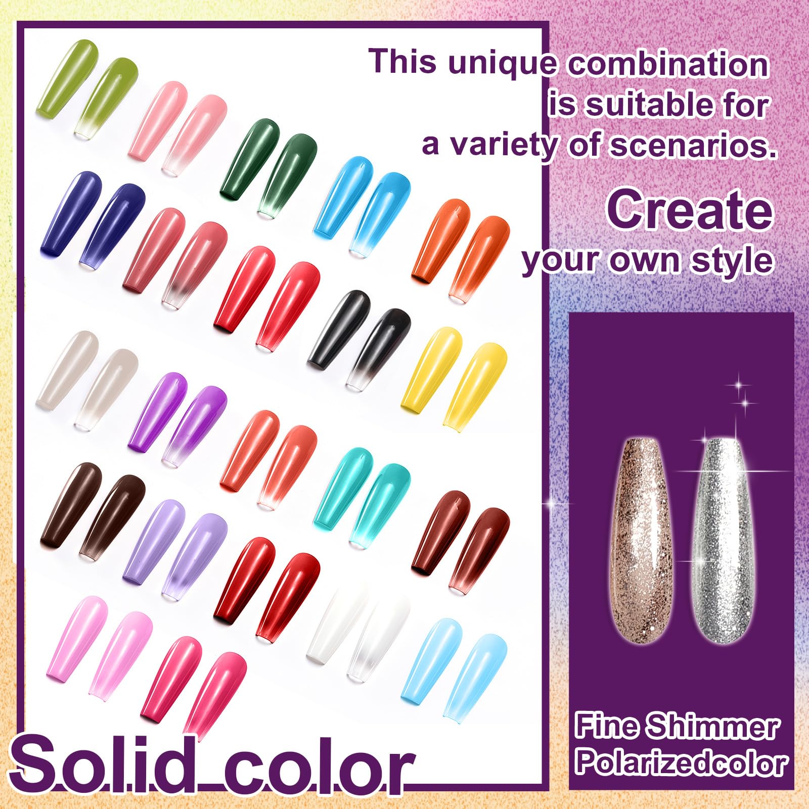 Gradient Painting Gel, 24 couleurs, vernis à ongles gel ombré avec 101 éponges à ongles et tweezer pour French Manucure DIY Nail Art, Set B
