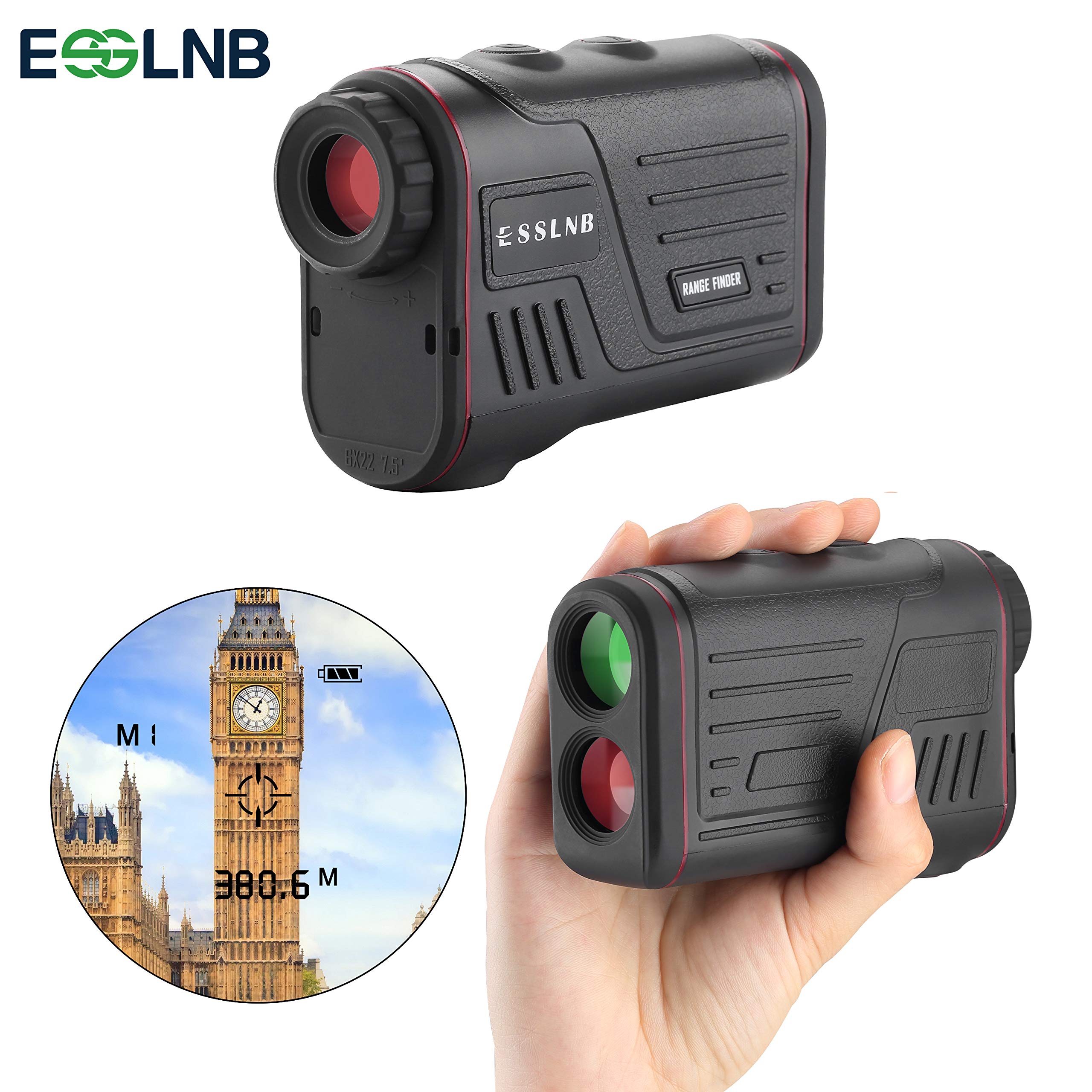 ESSLNB Hunting Range Finders Waterproof 6X22 Optics Rangefinder with Strap Case Measuring Ranging and Speed Multifunctional Range Finder for Hunting Racing, Archery,Survey