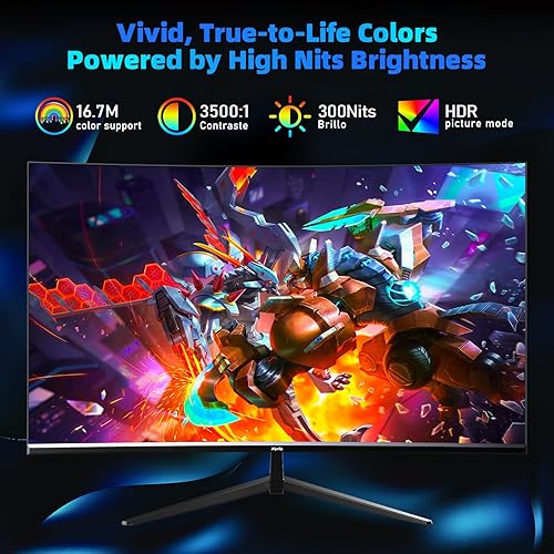 Miniatura 4 de Monitor para juegos, monitor de computadora curvo de 32 pulgadas, monitor curvo para juegos QHD (2560 x 1440) 180 Hz, monitor curvo con múltiples