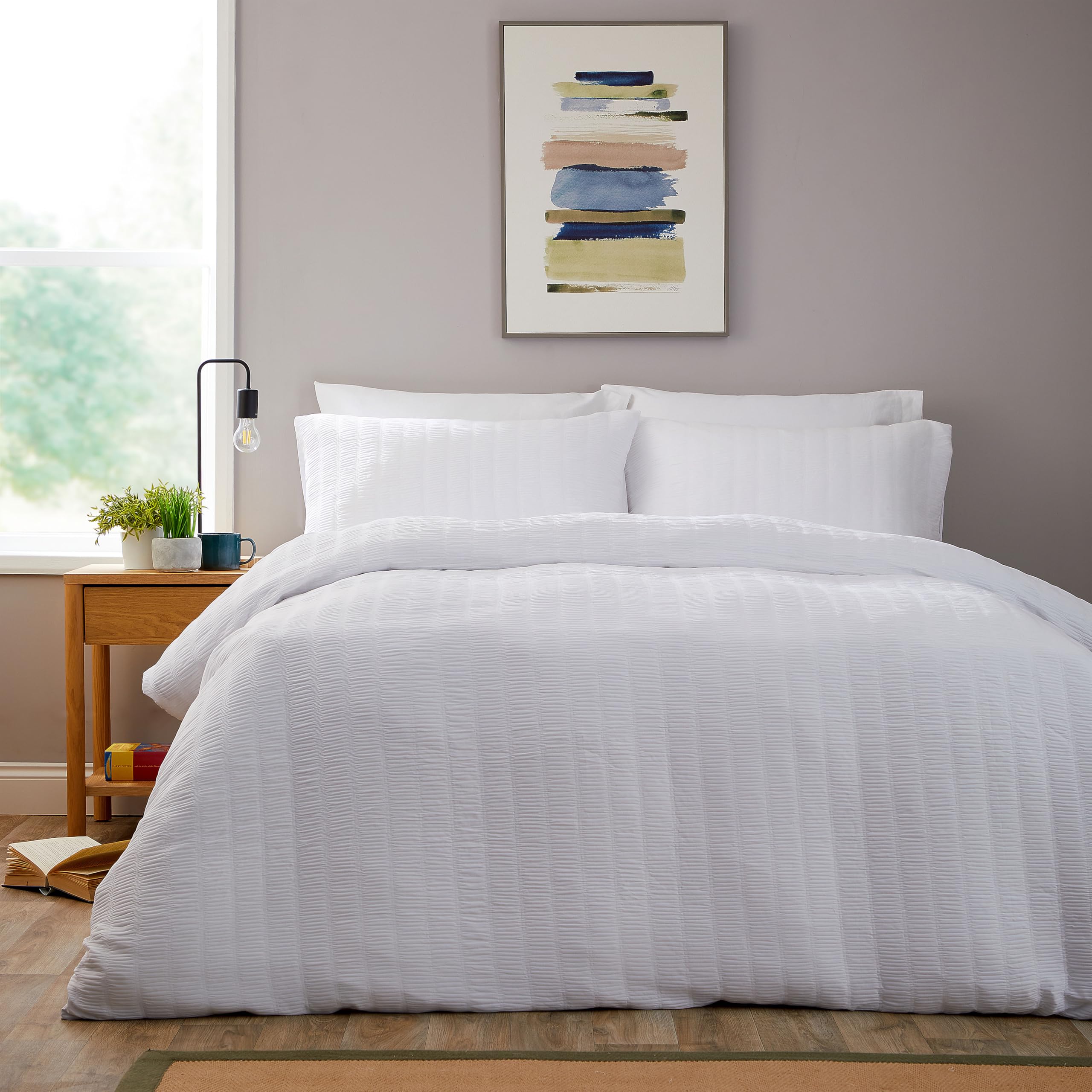 Housse de couette lit double blanche Olivia Rocco pour un lit moderne sans repassage