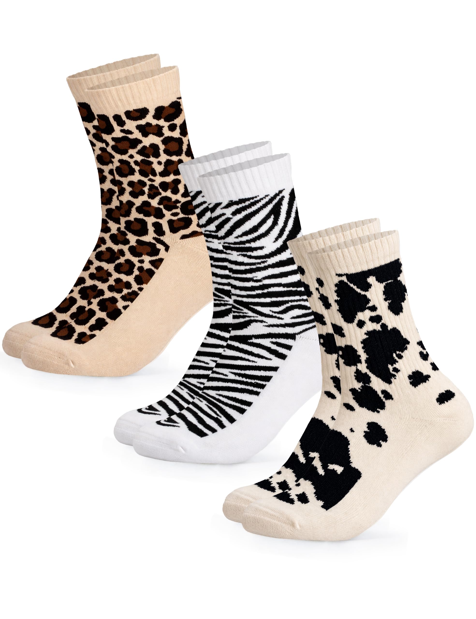 Occulto Damen Leoparden Muster Tennis Socken 3er Pack, 6er Pack (Modell: Nala)