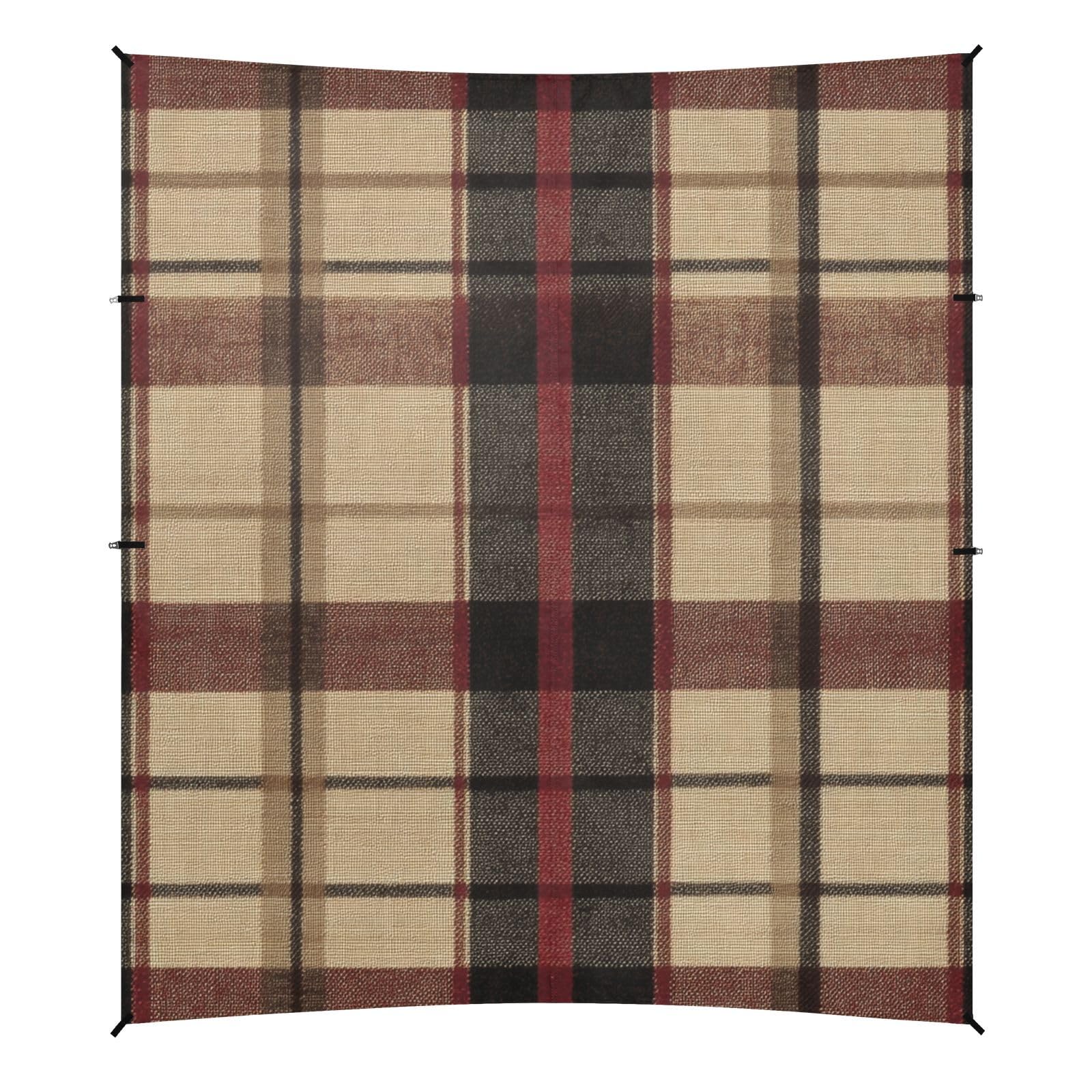 Sandybrown Buffalo Plaid Check Tartan Scotland Beach Tent UPF50+ Waterproof Large Portable Sun Shelter with Sand Shovel, Sandbags for Family Trips, Picnics & Camping