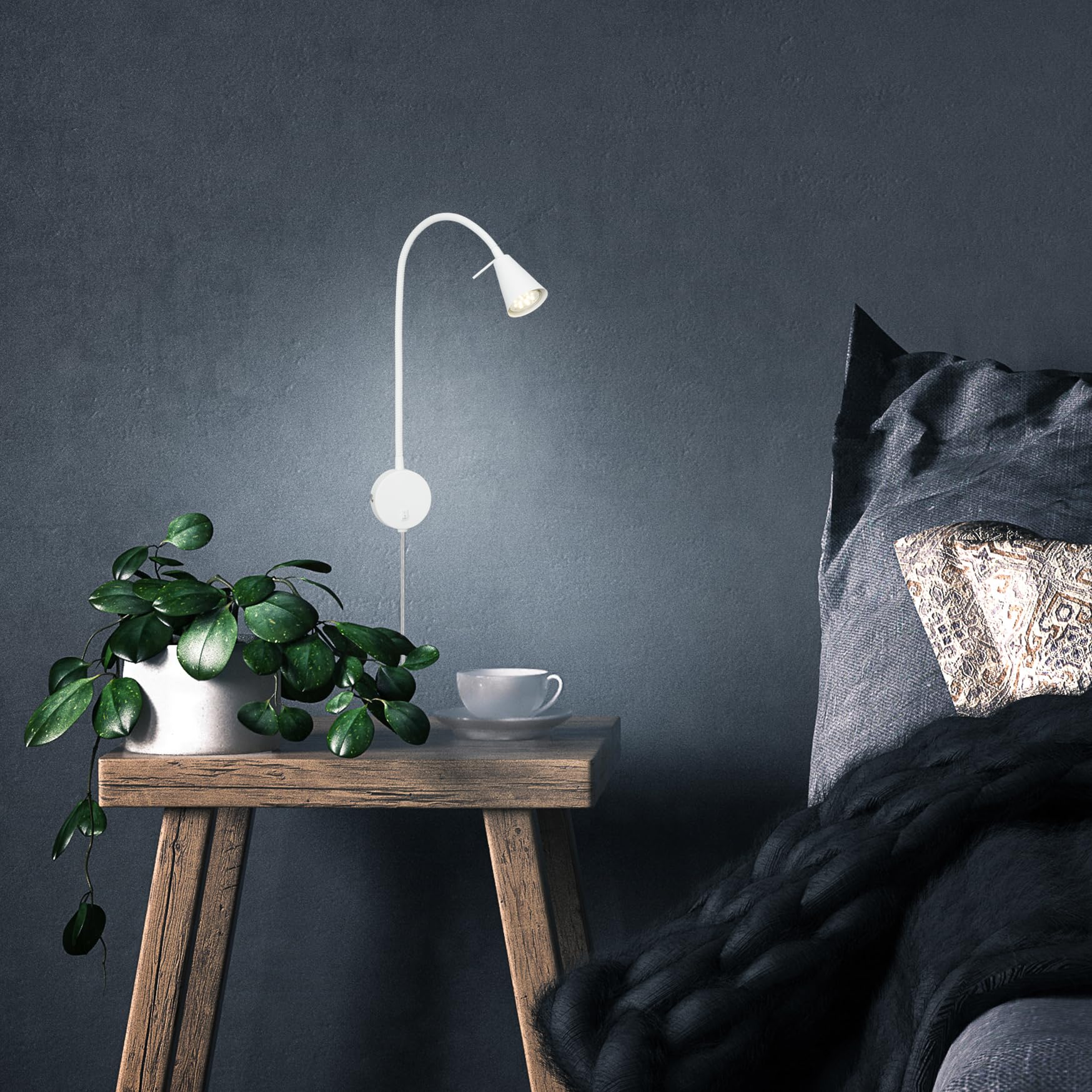 LUCIDE JOLIJN - oplaadbare bedlamp/wandlamp - accu/batterij - 11 cm - LED - 1x2W 3000K - Magnetisch - Zwart