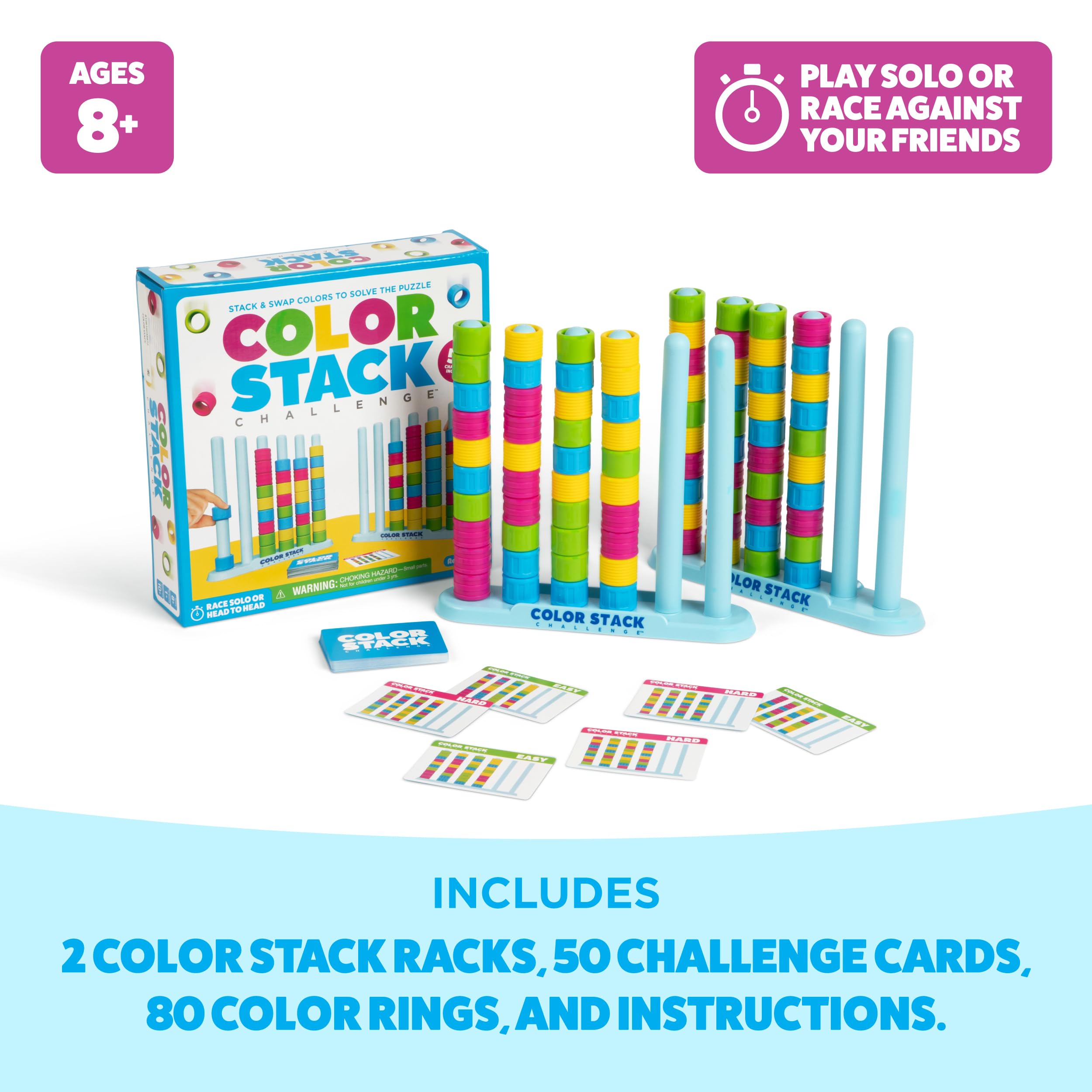 OLYGEE – Color Stack Challenge – Jeu De Puzzle 2 Joueurs Avec 60+ Cartes – Rapidité Et Logique – Pour Soirée En Famille Ou Entre Amis