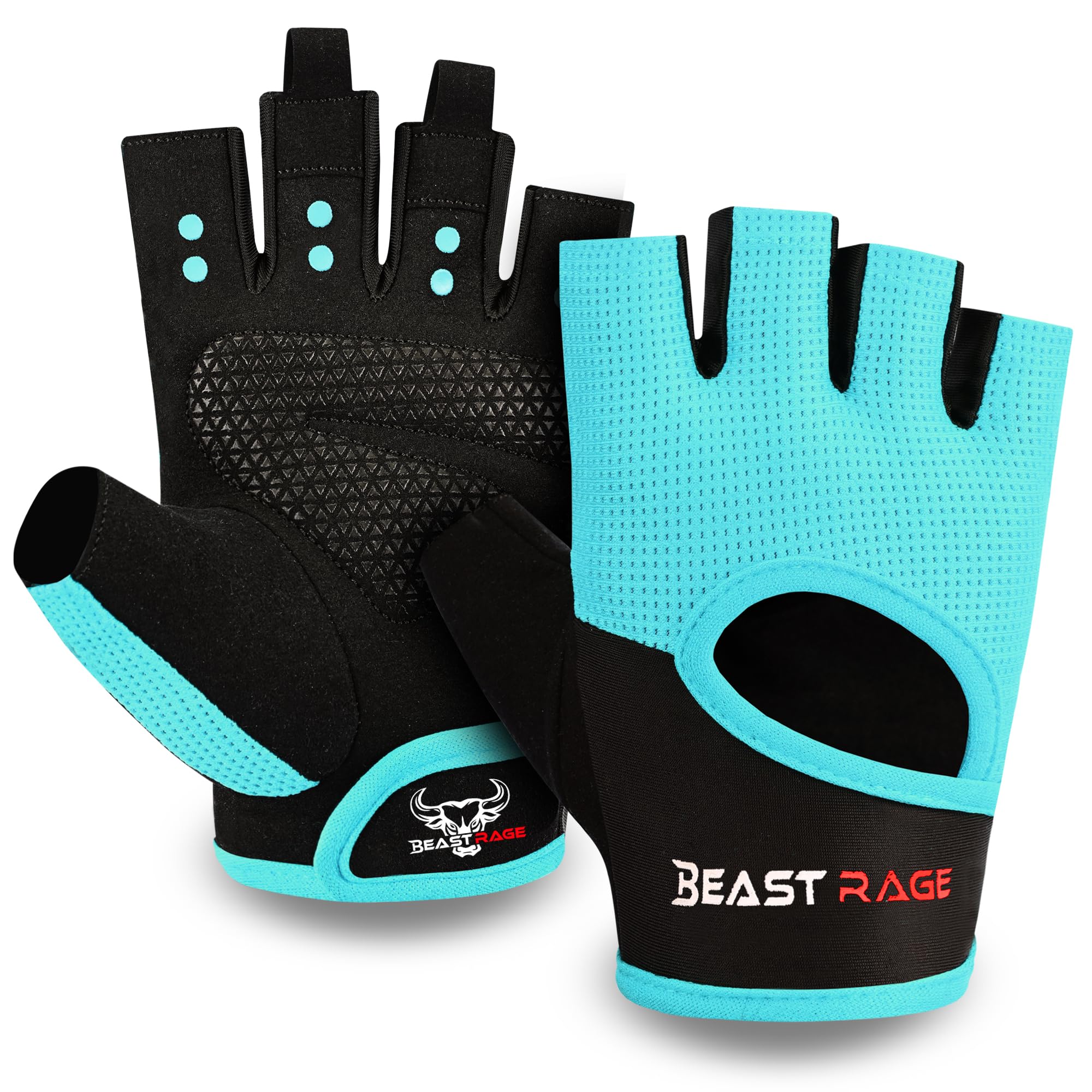 BEAST RAGE Gym Gloves Unisex Breathable Weight Lifting Gloves Anti-Slip Silicone Padded Protection Fitness Training Gloves for Women for Workout, Cycling, Fitness Exercise