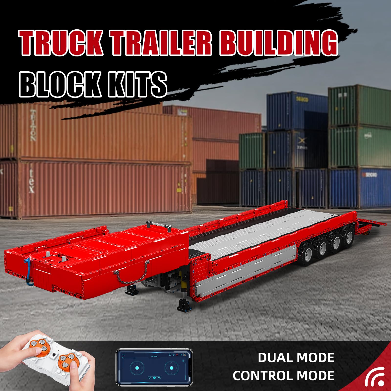 Mould King 19015T Kit di Blocchi di Costruzione per Trattore e Rimorchio, Serie di Ingegneria Mobile
