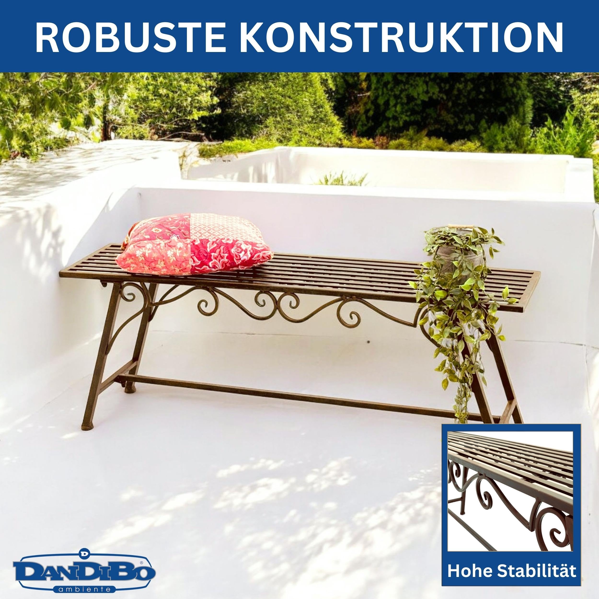 DanDiBo Ławka siedziska CUCCIO-XL B-120 cm 77824 ławka ogrodowa wykonana z metalu meble ogrodowe