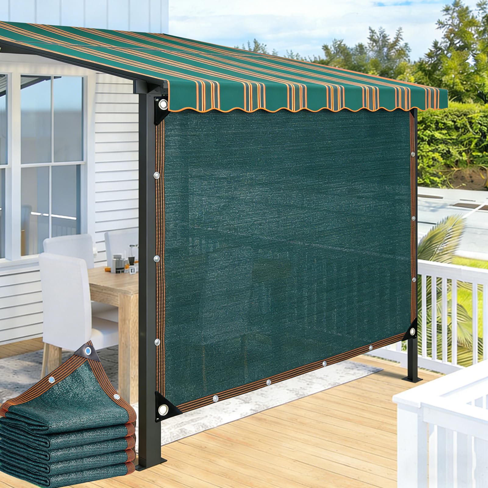 CAQXAQP Dark Green Shade Netting 6mx6m Rectangular, 90% UV Block Sun Shade Cloth with Grommets, HDPE Breathable Outdoor Canopy for Garden, Patio, Pool, Playground, Carport