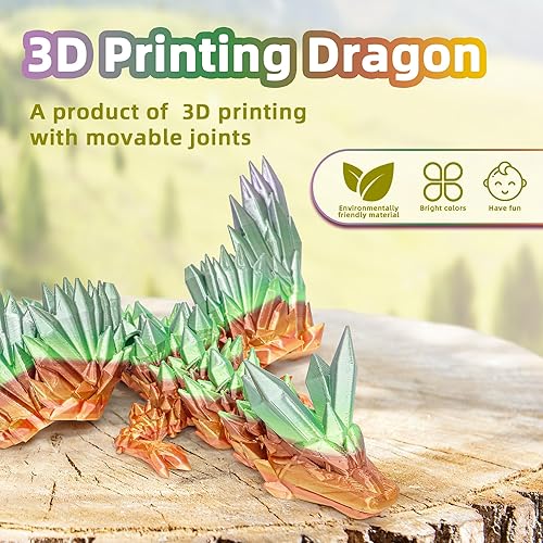 Miniatura 8 de Flavery Dragón impreso en 3D  Juguete para ansiedad de dragón articulado volador de 18 pulgadas, dragón brillante perlado flexible con alas,