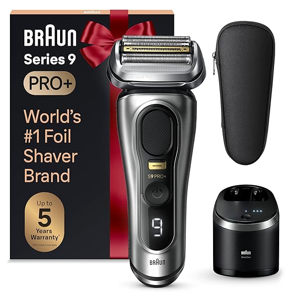 Braun Series 9 PRO+ Electric Razor for Men, 5 Pro Shave Elements & Precision Long Hair Trimmer, 6in1 SmartCare Center, Wet & Dry Electric Shaver for Smooth Skin with 60min Battery Runtime, 9567cc