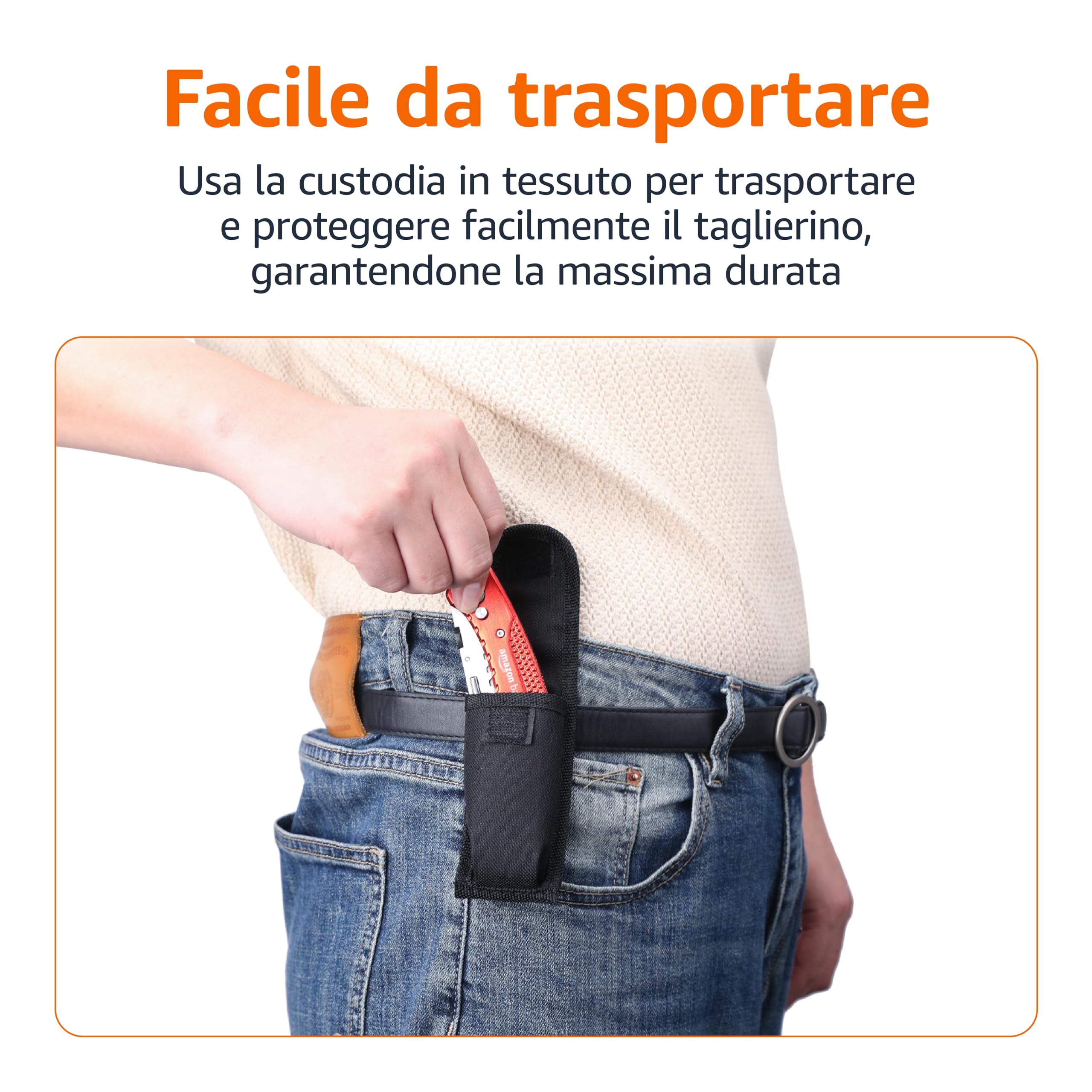 Amazon Basics Taglierino pieghevole in alluminio rosso