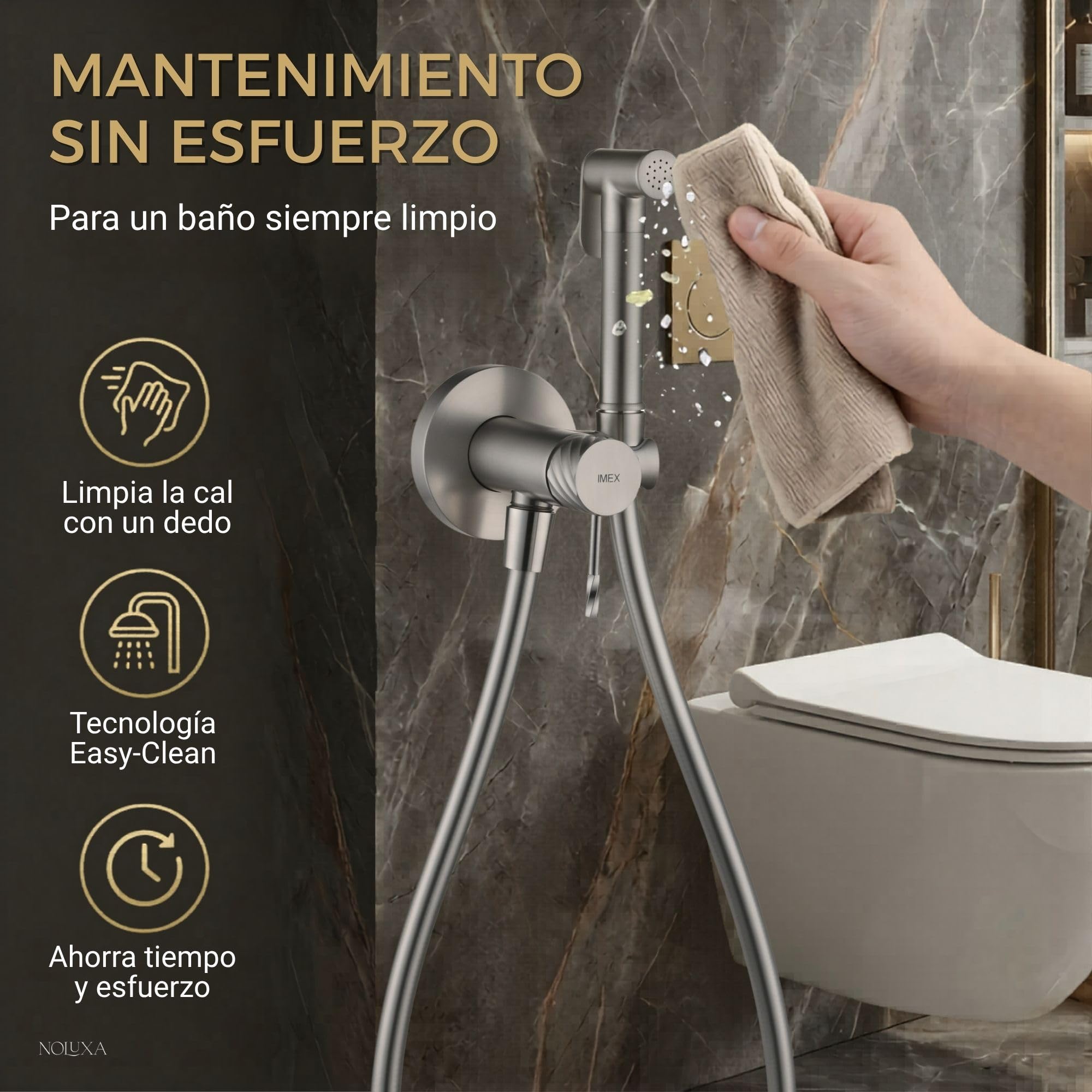 IMEX Bidet prysznic z zimną i gorącą wodą, szczotkowany nikiel, bateria do zabudowy bidet, higieniczna jednouchwytowa głowica prysznicowa do toalety, zamiennik kranu bidetowego, seria Bless