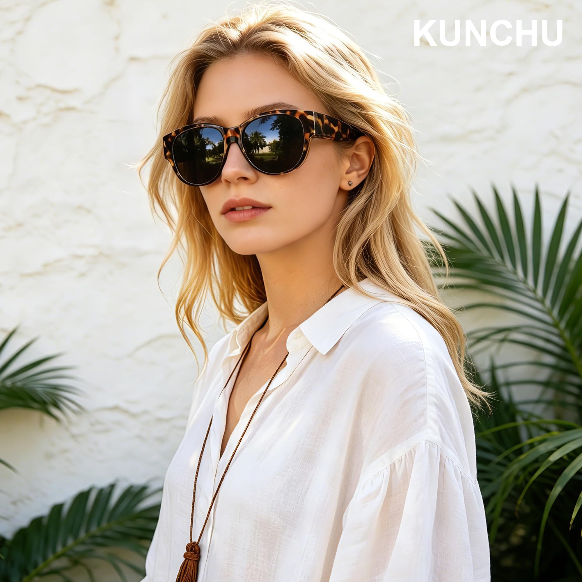 Überzieh Sonnenbrille Damen Polarisiert UV400 Schutz，Rund Ultraleicht Übergroß Überbrille Sonnenbrille Über Normale Brille