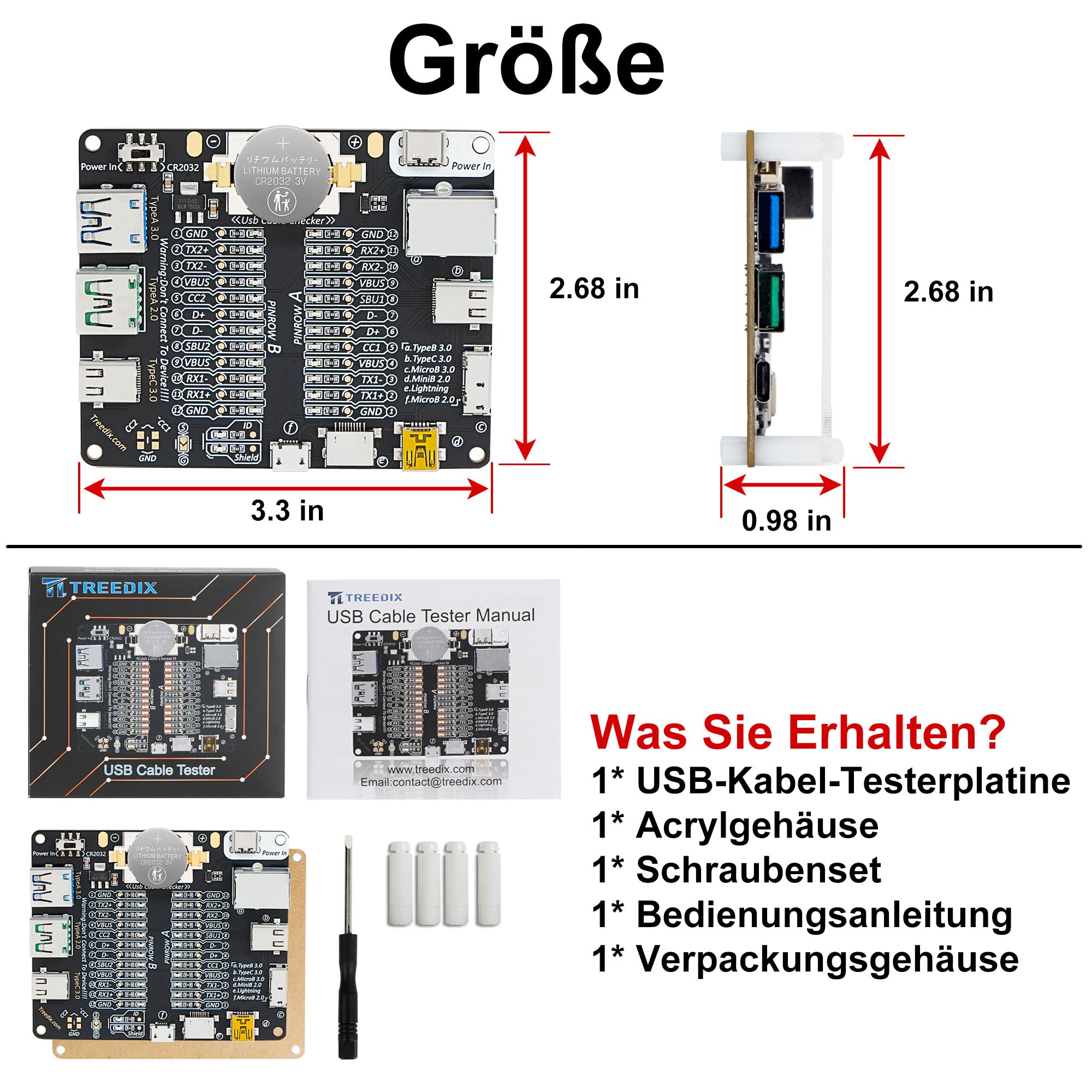 Treedix usb Tester - Płytka Kontrolna do Testowania Kabli