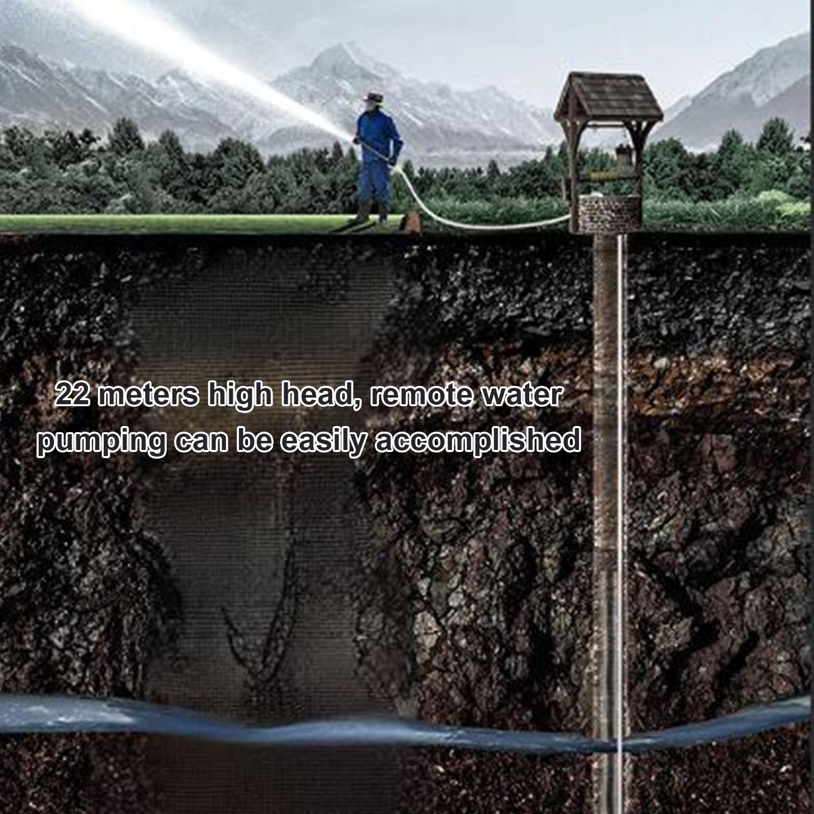 banapoy Bomba de Sumidero de 300 W, Bomba de Transferencia de Agua Sumergible Portátil de Pozo Profundo Eléctrica con Cable de 23 Pies, 18 GPM, Junta de 1 Pulgada, para Estanque de Jardín, Piscina,