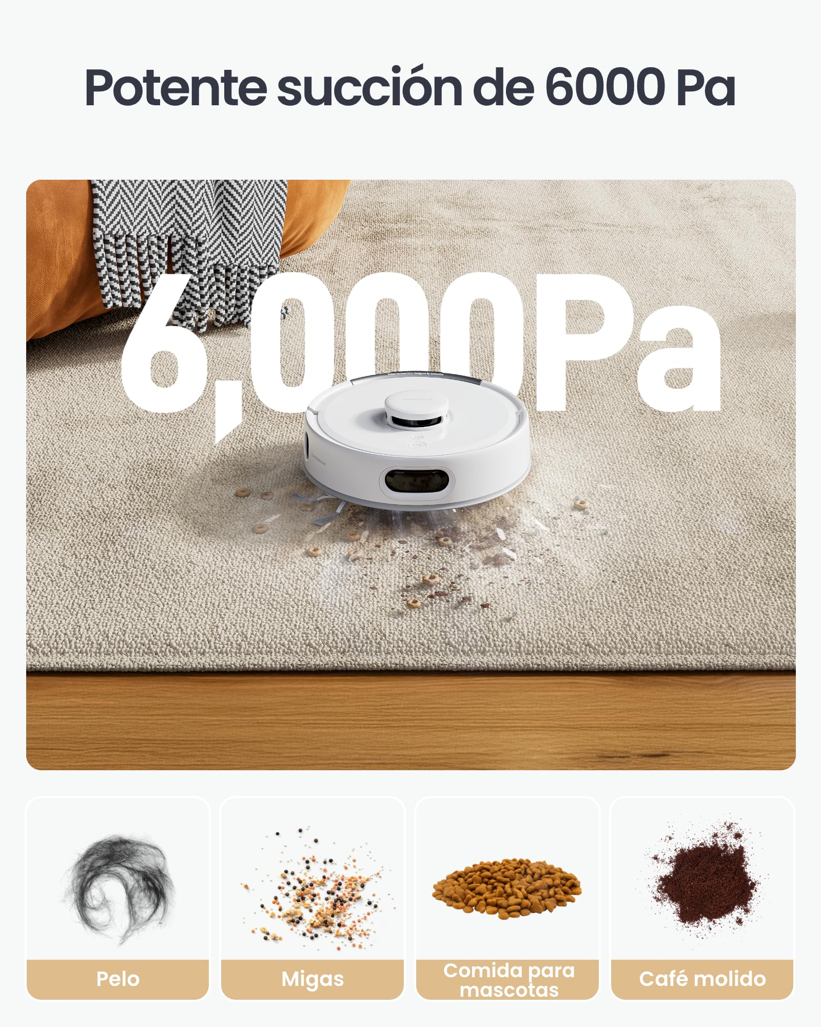 SwitchBot K11+ Robot Aspirador con fregona, 6000 Pa de succión, 90 días de Recogida de Polvo, autovaciado LDS Mapeo Inteligente diseño Delgado de 3,6 Pulgadas, Compatible con Apple Home Alexa Google