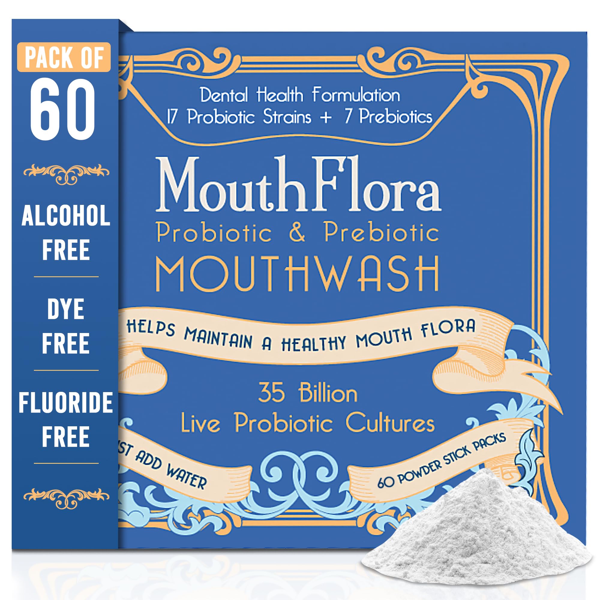 Probiotic & Prebiotic Mouthwash for Adults | Dry Mouth and Oral Thrush Relief | Gum Health Mouthwash | 60 Pack
