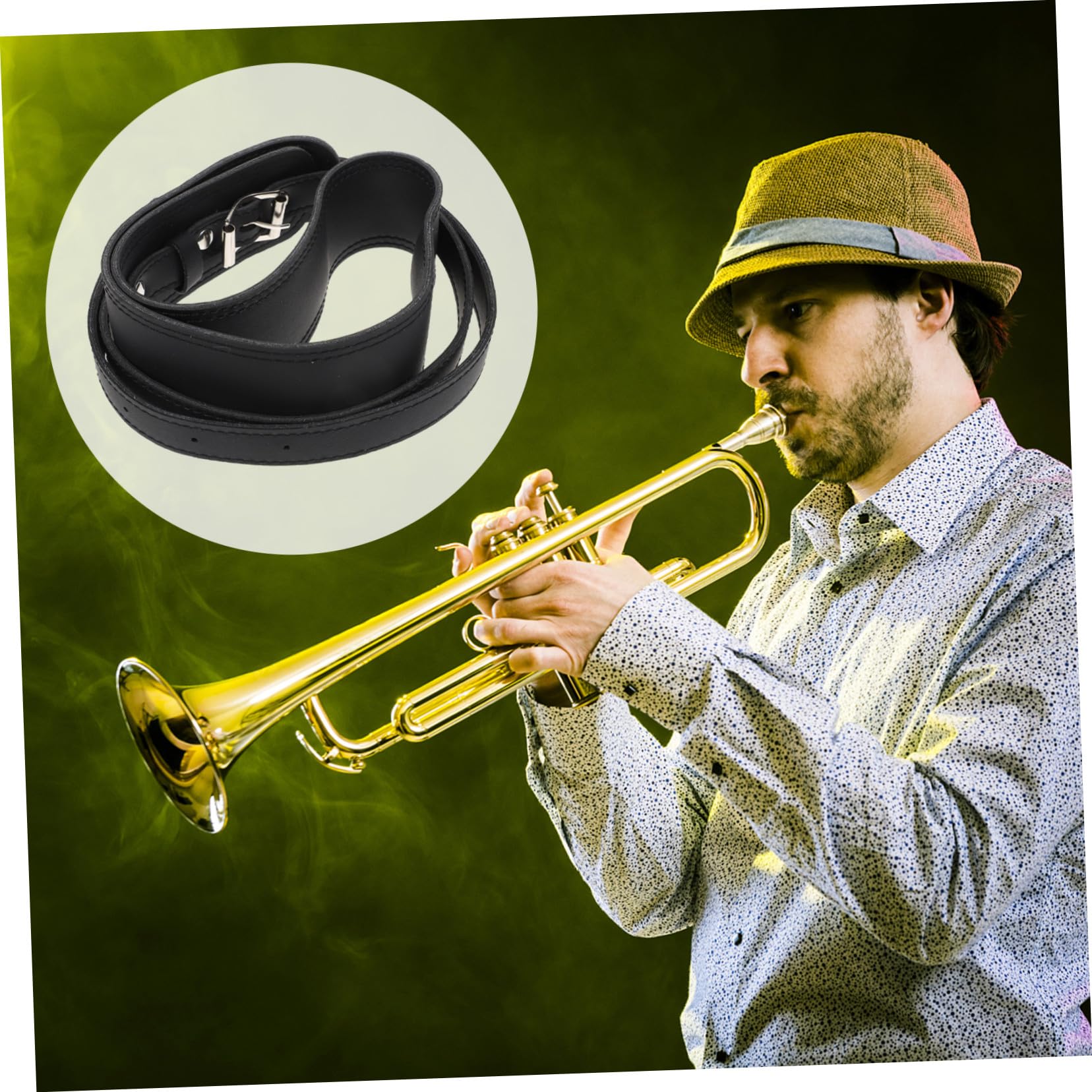 Verstellbarer Tuba Gurt aus Leder für Bariton Schwarz Weihnachten Party