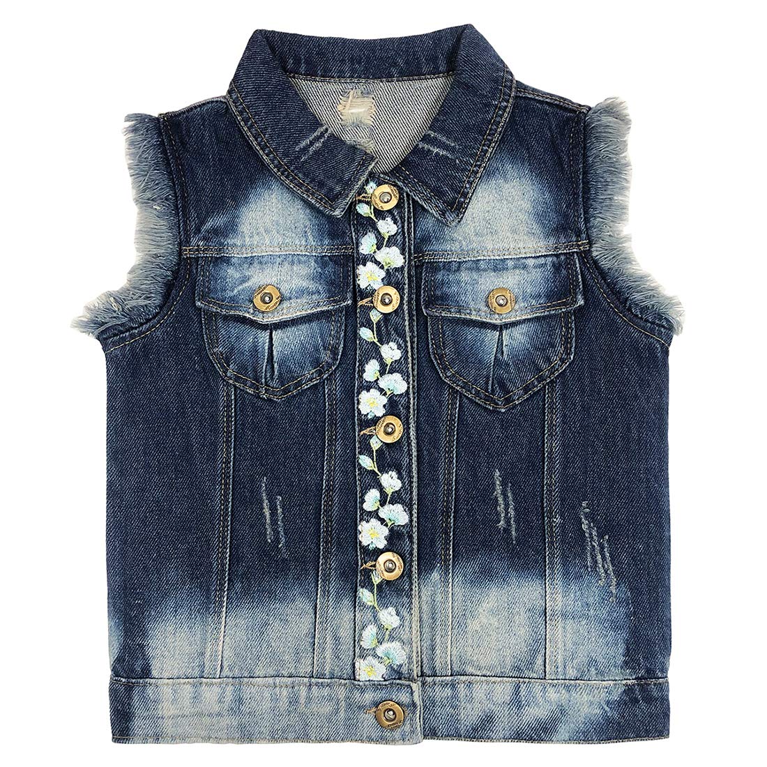 Yao Little Girls Denim Vest Spring Autumn Sequins Owl Vest Coat