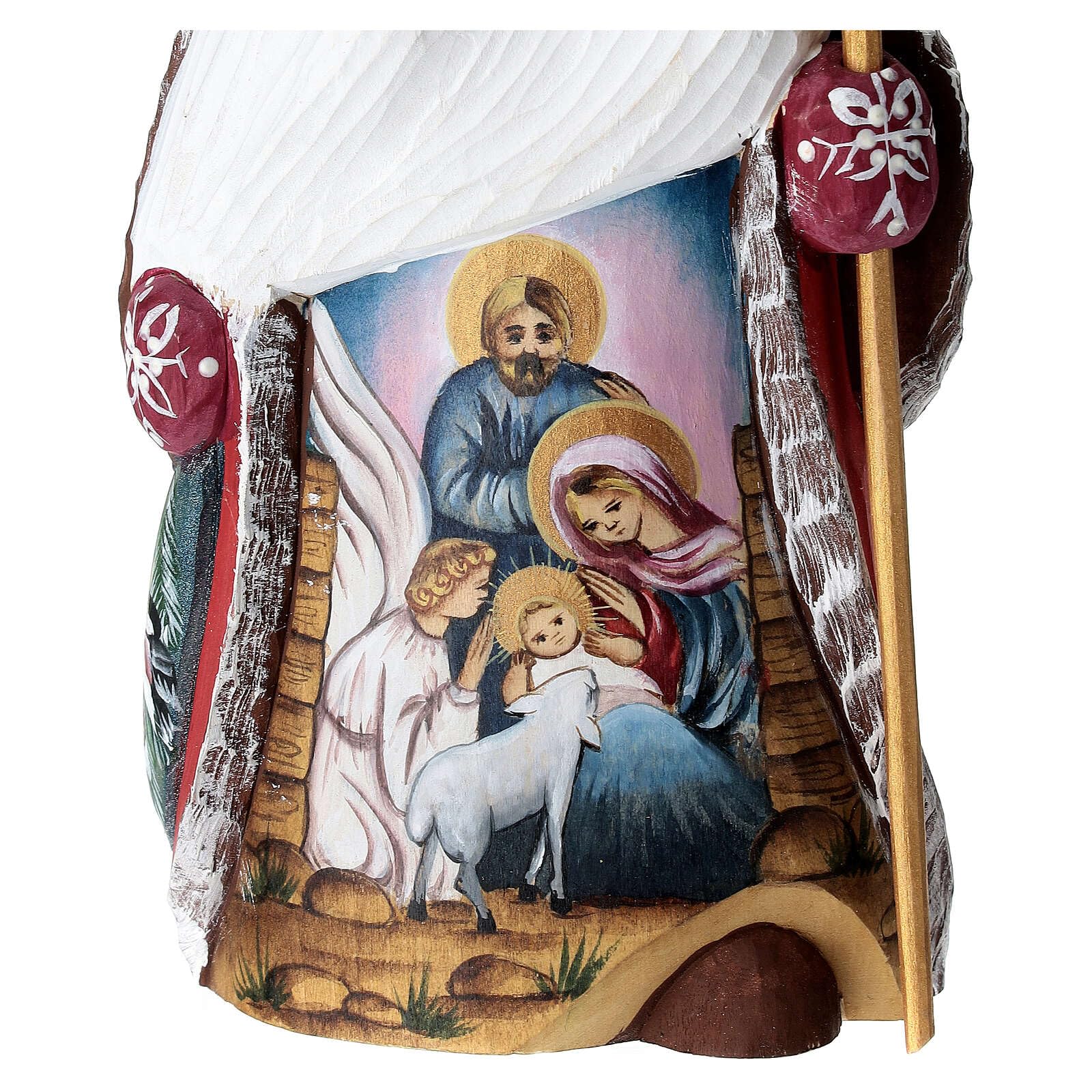 Holyart Grandfather Frost 22 cm Red Nativity Carved Wood