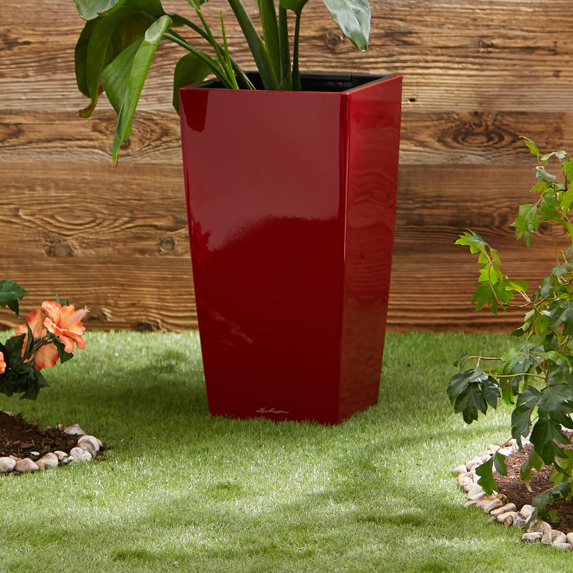 Lechuza-Gefäß mit Bewässerungssystem Cubico Premium 30 Scarlet rot Hochglanz | 18183