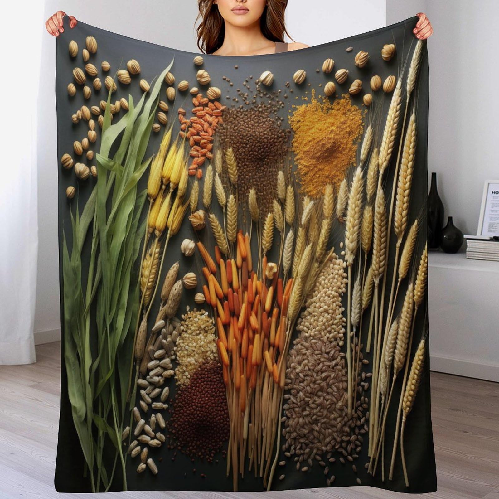 Couverture de canapé légère polaire motif céréales 3D pour cocooning 180x200