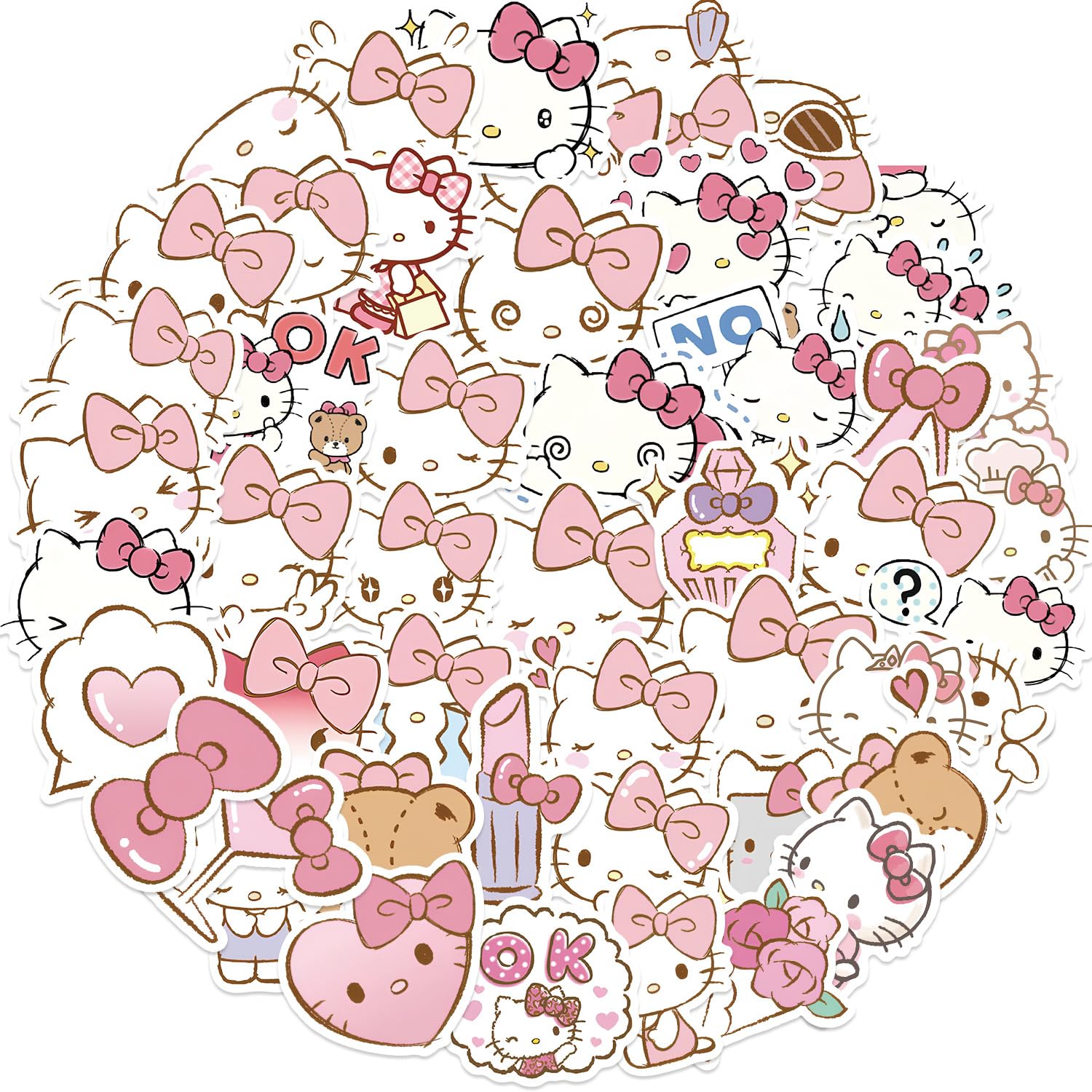 Autocollants Hello Kitty étanches en lot de 50 stickers pour décoration