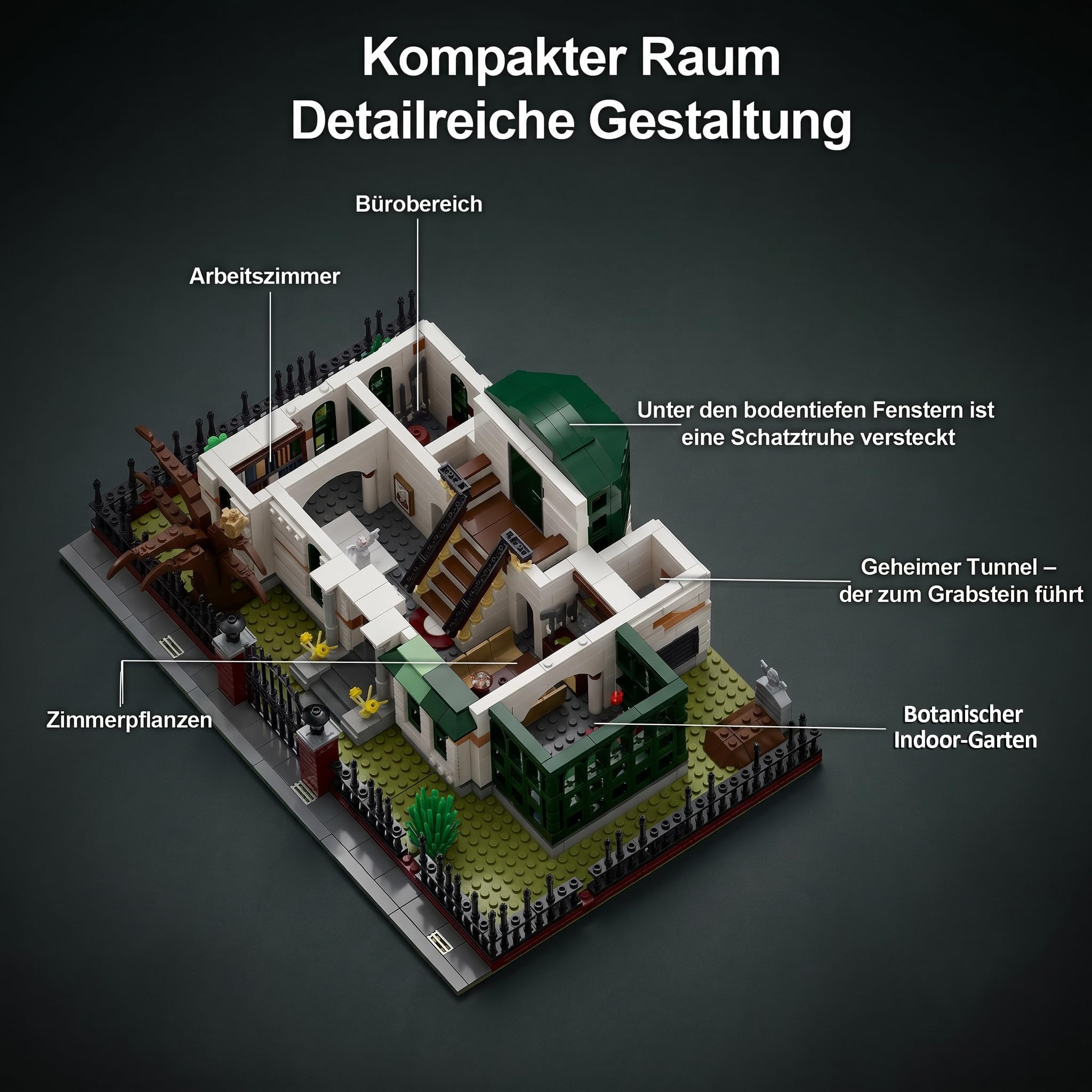 Geisterhaus Modular Building Set für Erwachsene | 3378 Teile Gotisch Castle Ritterburg, Halloween Mittelalter Burg, Horror Klemmbausteine Haus, Haunted House