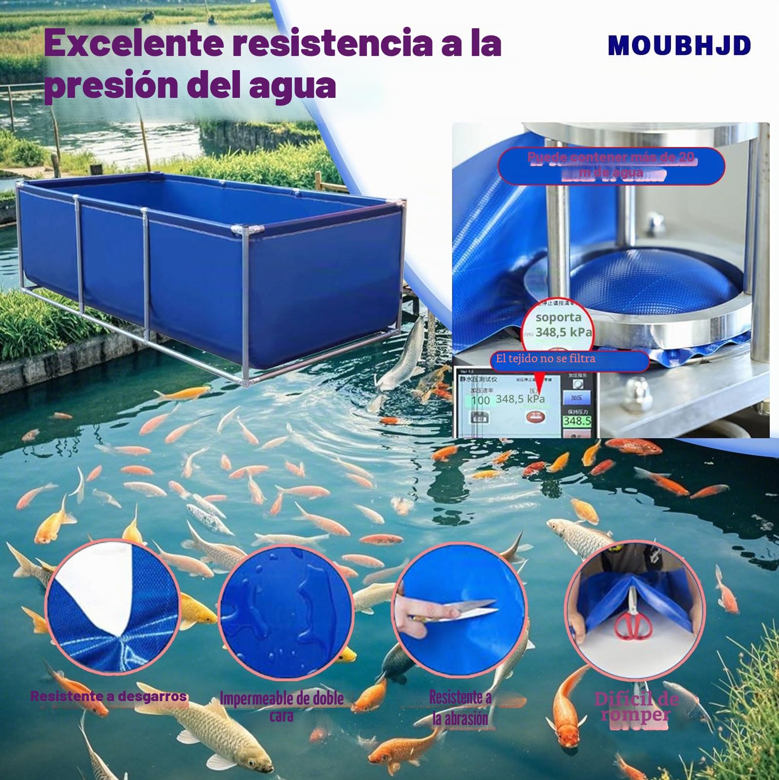 Gran piscina rectangular con marco, piscina de acero sobre el suelo para jardín al aire libre para familias y niños, capacidad, fácil montaje, marco de metal duradero, incluye parche de reparación