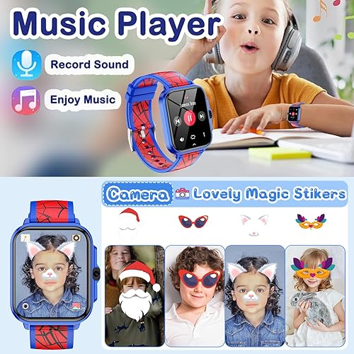 Miniatura 5 de Smart Watch for Kids Boys Age 5-12, Ai Functions Games HD Touch Screen Watches with Video Camera Music Player Pedometer Heart Rate Sleep Tracker