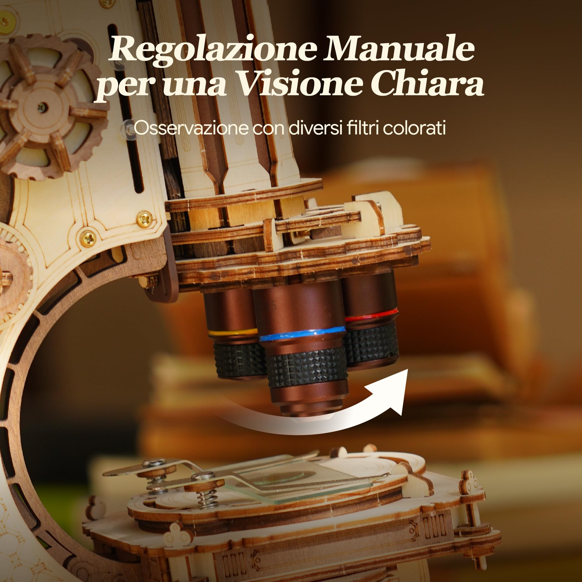 ROKR 400x Microscopio Funzionale 3D Puzzle in Legno per Adulti,ST005