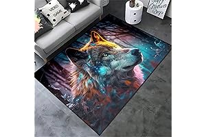 Wolf Rugs for Bedroom - Wild Animals Prints Area Rug for Boys