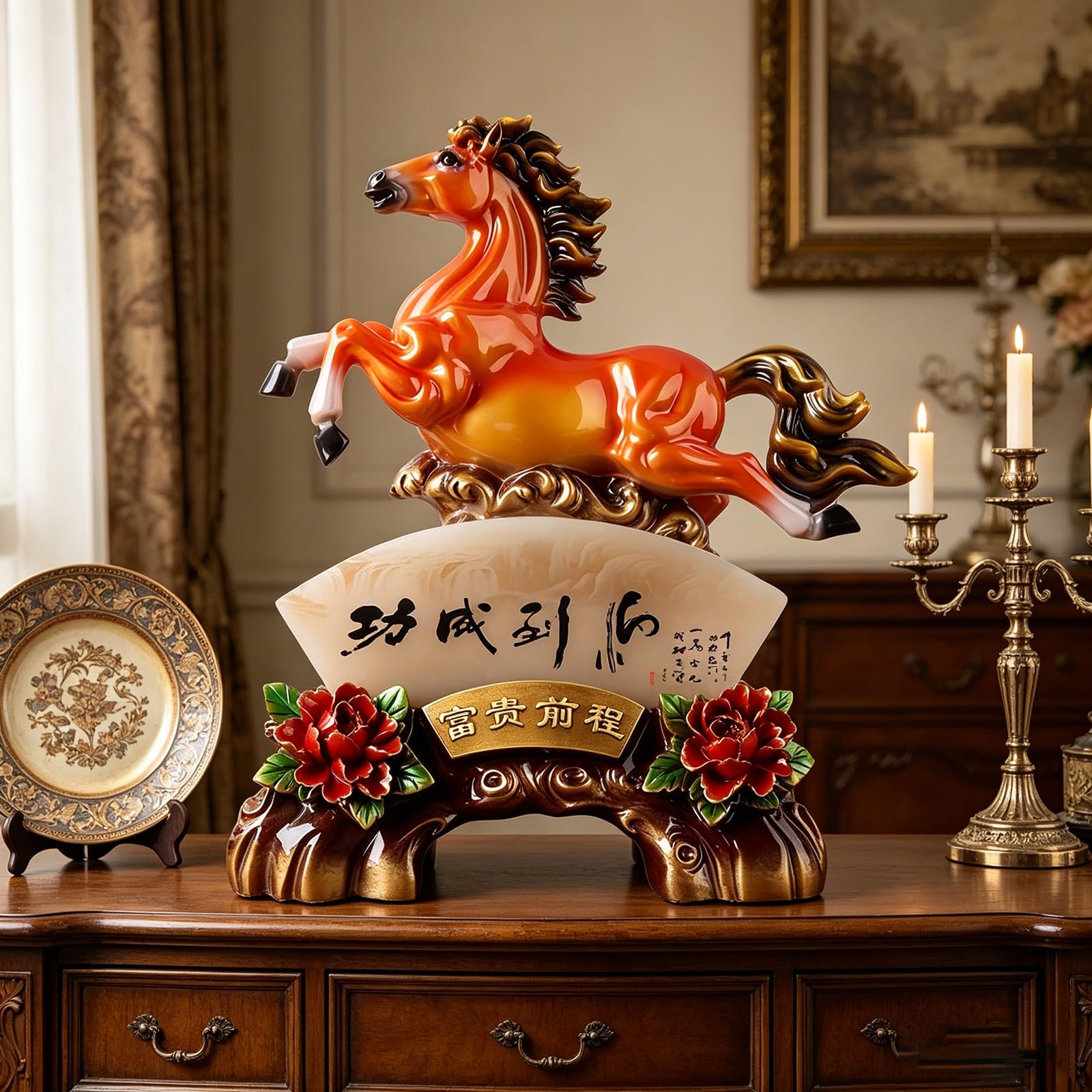 Statuetta di cavallo Feng Shui, statua in stile cinese per Capodanno lunare 2026, ideale per la decorazione della casa o dell'ufficio, ottimo regalo per nuovi inizi