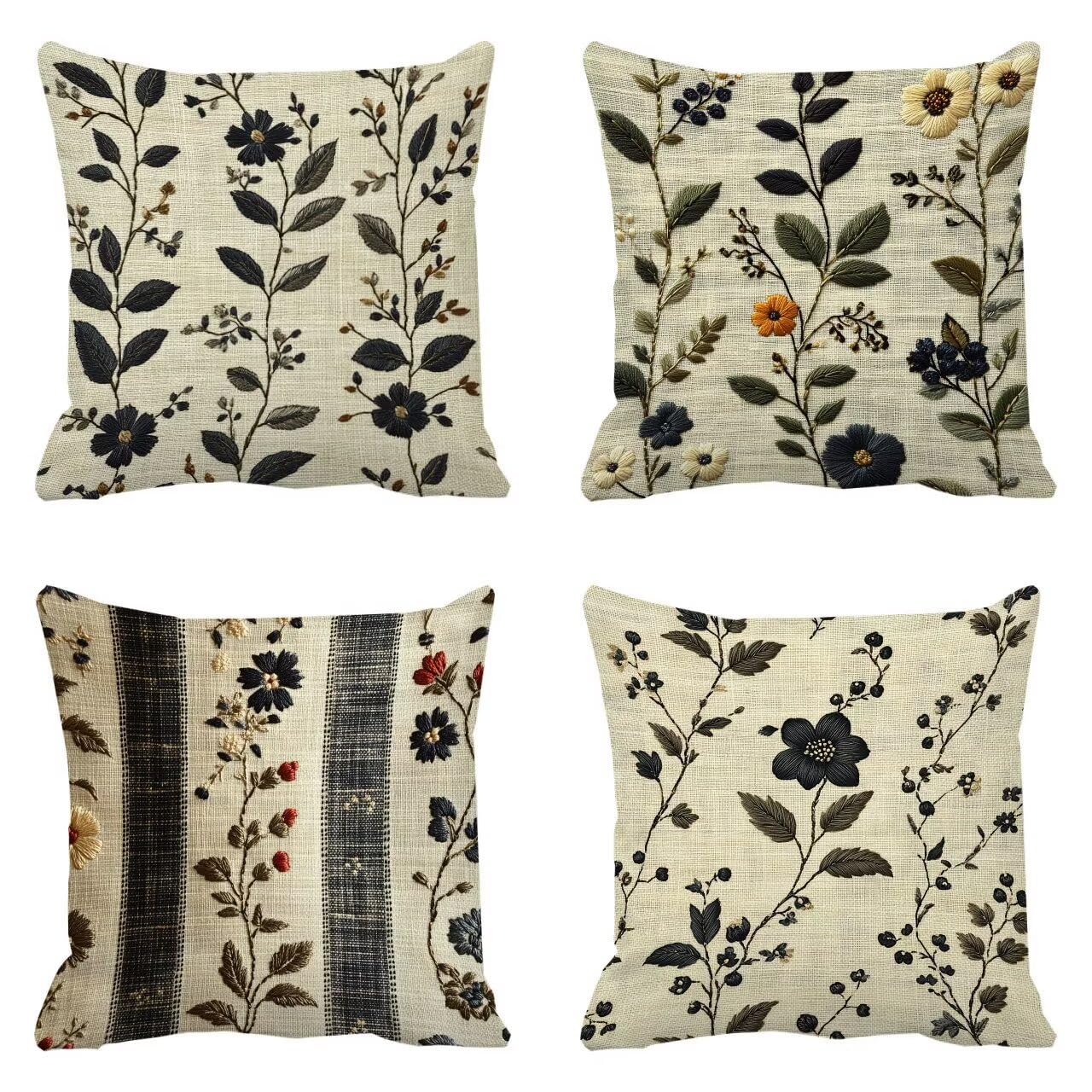Coussin canapé noir à fleurs pour terrasse et décoration de chambre