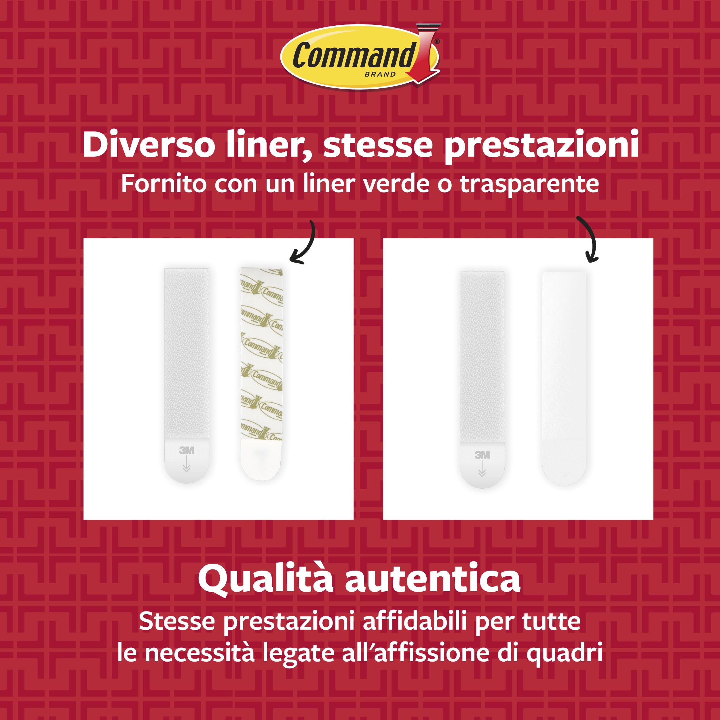Command Strisce Appendi Quadri Adesive Bianche, 12 Coppie (4 Piccole S + 8 Medie M), per Appendere Quadri, Cornici e Specchi al Muro Senza Chiodi